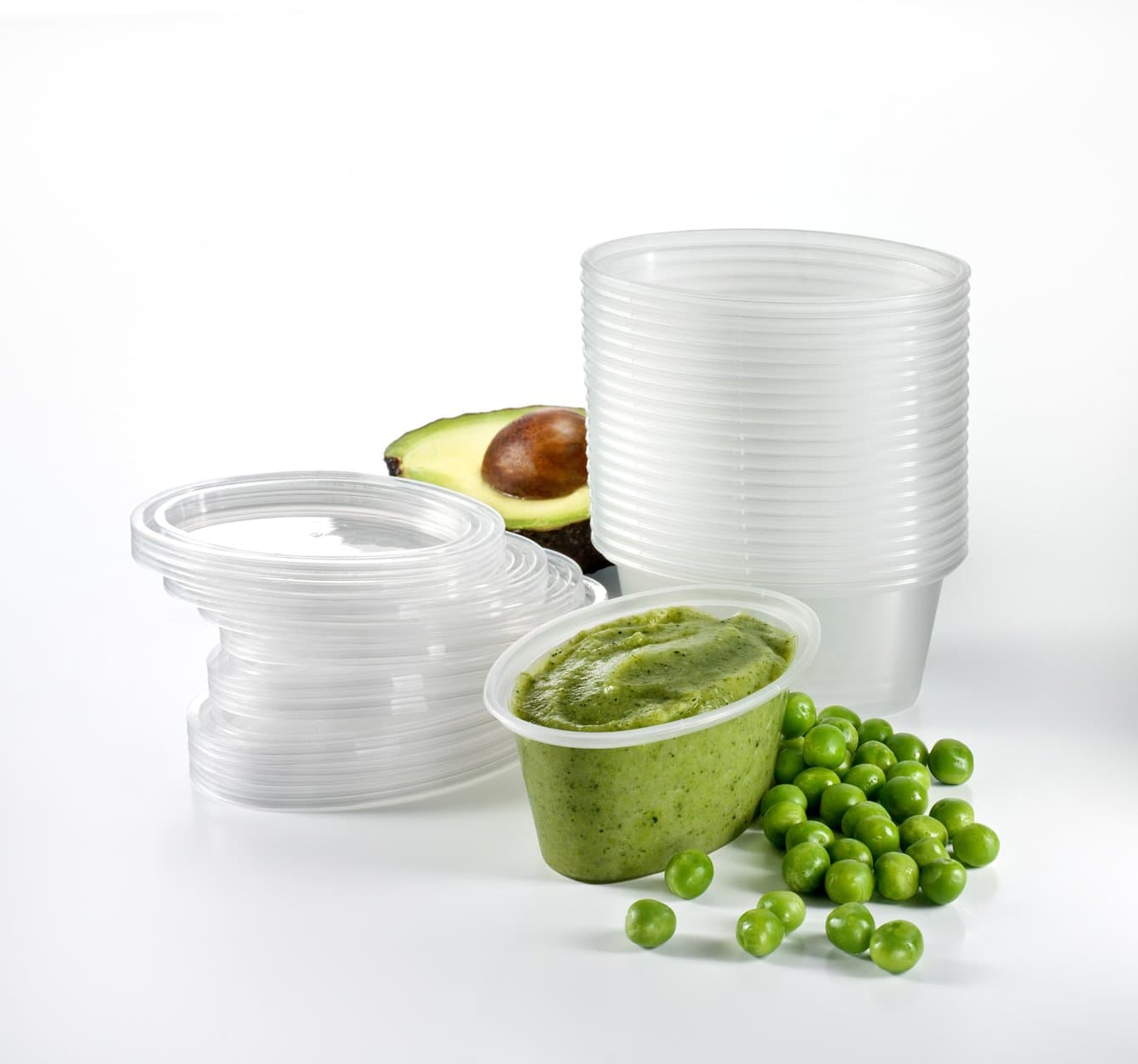 20 pack of 6 month+ Weaning Pots (60ml/3oz) Reusable Containers for Freezing Baby Food, BPA free