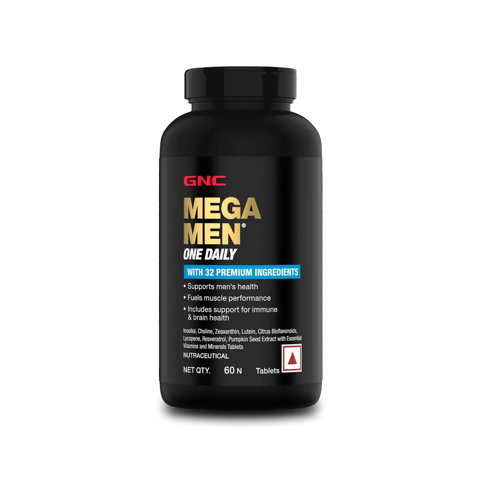 GNC Mega Men One Daily Multivitamin | 60 Tablets | 32 Premium Ingredients | Promotes Men's Well-Being | Supports Muscle Function | Boosts Immunity | Improves Memory & Focus | Formulated In USA