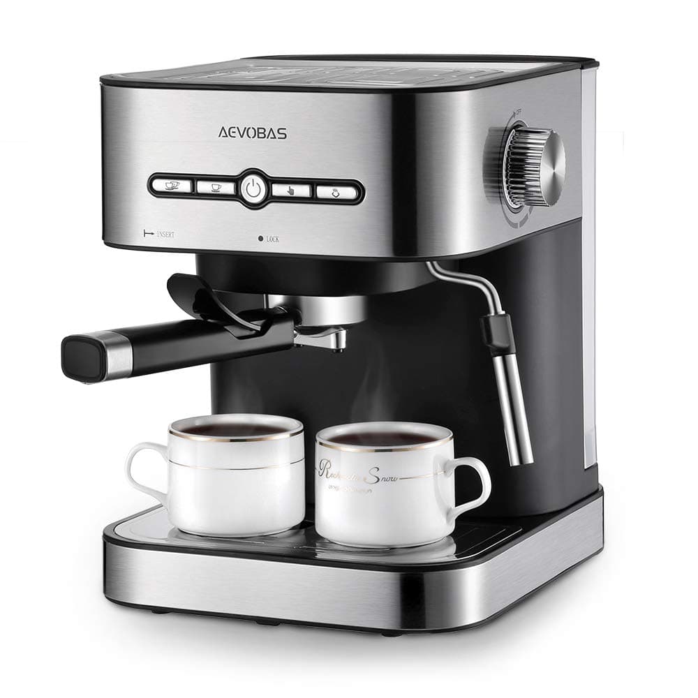 Espresso Coffee Maker Machine with Milk Frother & Professional 15 Bar Pressure Pump for Cappuccino Latte -Silver