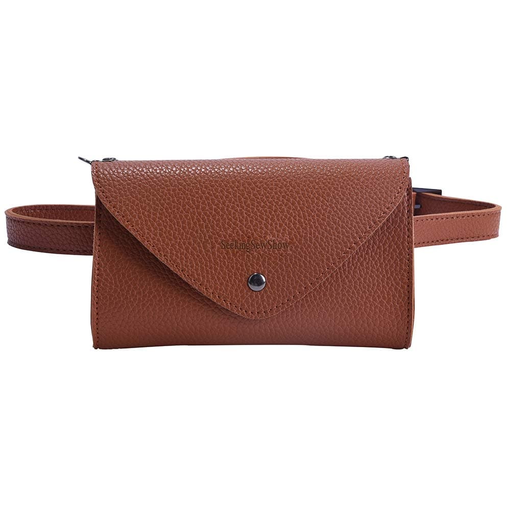 Women's Fashion Elegant Brown Leather Waist Fanny Belt Pack Bags Crossbody Shoulder Bags With Chain Strap Stylish For Girls Women