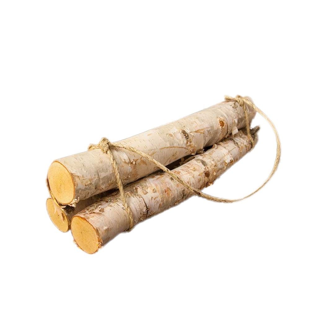 Natural Birch Logs, 3 Log Fireplace Bundle, Roped Wood, Centerpiece Display, Woodland Chic, 18 inches Long X 5-7 Inch Diameter