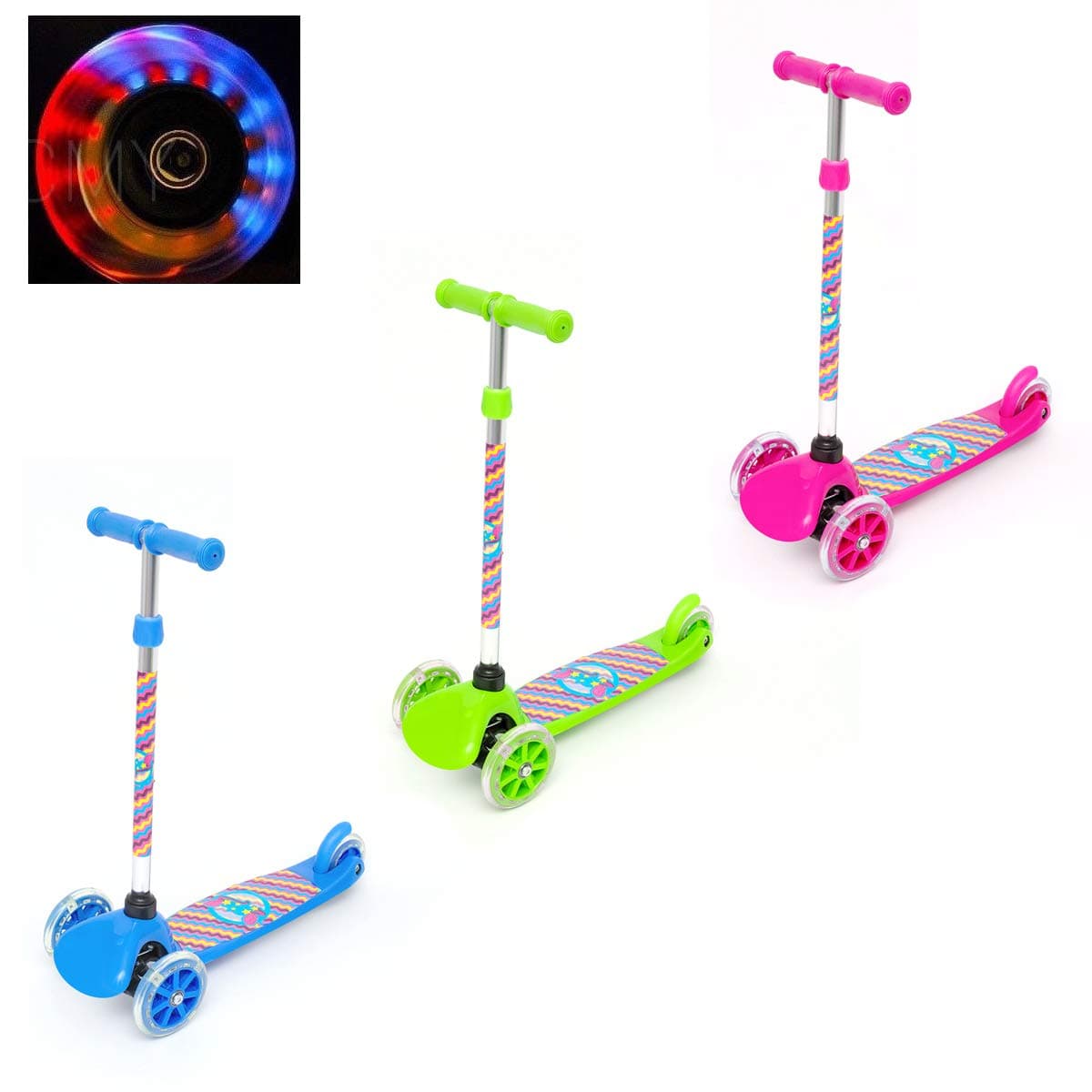Kids Scooter Tilt and Turn Kick 3 Wheel Lightweight scooter for Toddler with LED Light Up Wheels, Adjustable Height for Children Boys Girls Scooter Age 3-8 (BLUE)