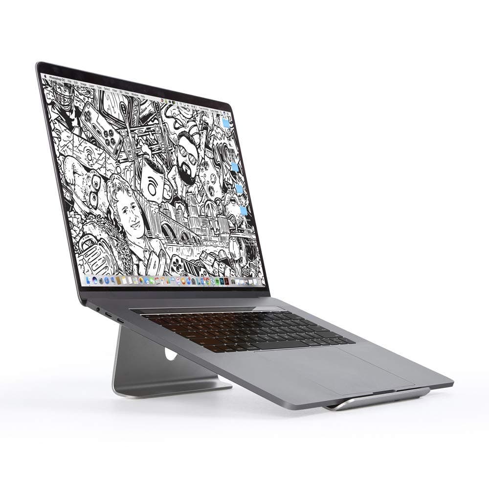 ECHOGEAR Unibody Aluminum Laptop Stand with Built-in Cable Management - Ergonomic Design for More Comfortable Work & Padded Edges That Grip Your Desk - Works with MacBooks & Other Laptops