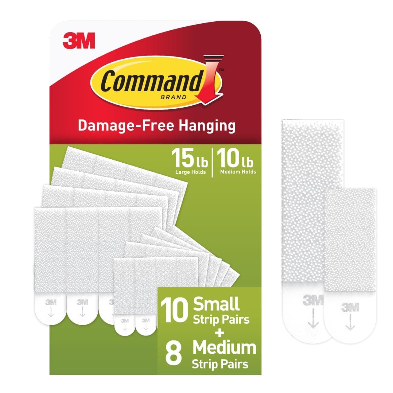 Command, PH203-18NA, Picture Hanging Strips, 10 S Pair, 8 M Pair, Easy Open Package Small & Medium PH203-18NA 18