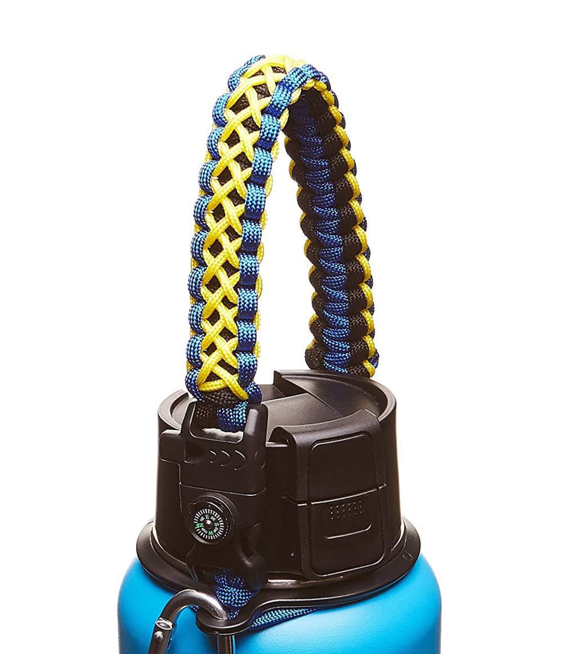 Paracord Handle - Paracord Carrier Survival Strap Cord with Safety Ring and Carabiner Compatible with Hydro Flask Wide Mouth Water Bottles 12oz - 64 oz
