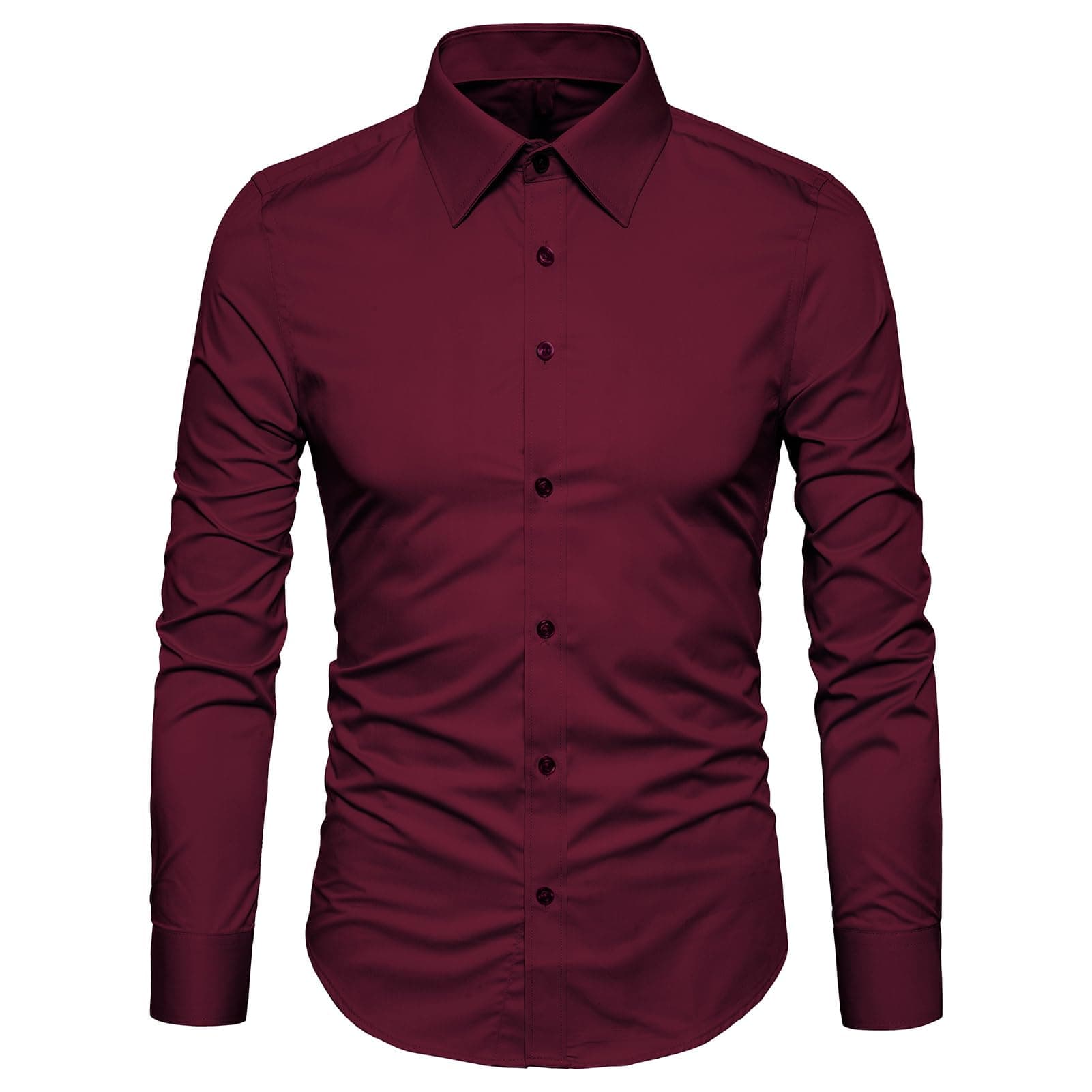 Manwan walk Men's Slim Fit Business Casual Cotton Long Sleeves Solid Button Down Dress Shirts