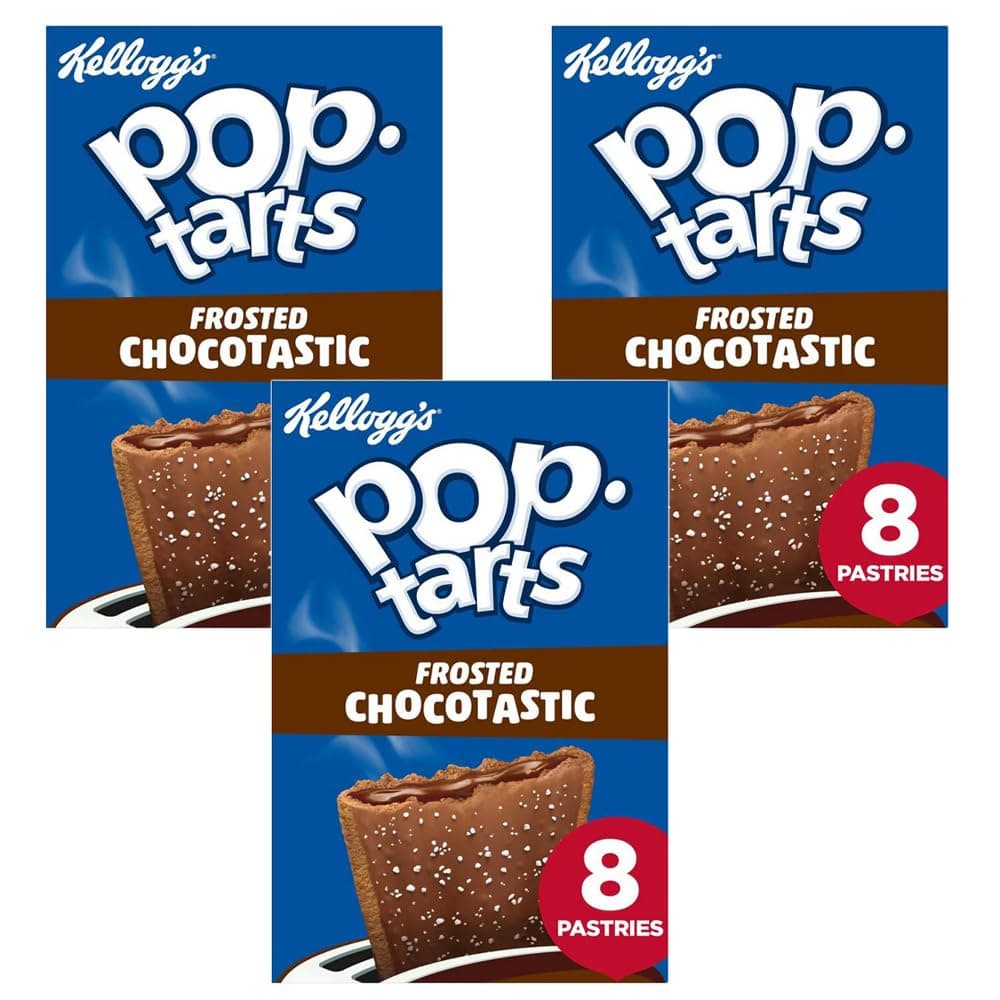 Pop Tarts Frosted Choctastic Sensation Toaster Pastries 8pcs 384g Pack of 3 Breakfast Tarts Hot or Cold Sweet Biscuit Cookie Snack with Welari Thank You Card | (3pack) (1152g)