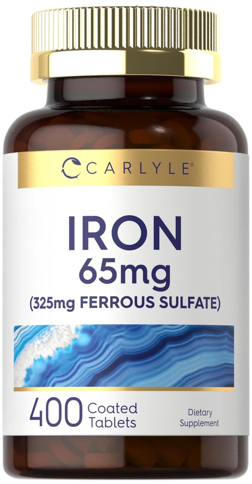 Iron Ferrous Sulfate 325mg, 65 mg | 400 Tablets | Non-GMO, Gluten Free, and Vegetarian Supplement | High Potency