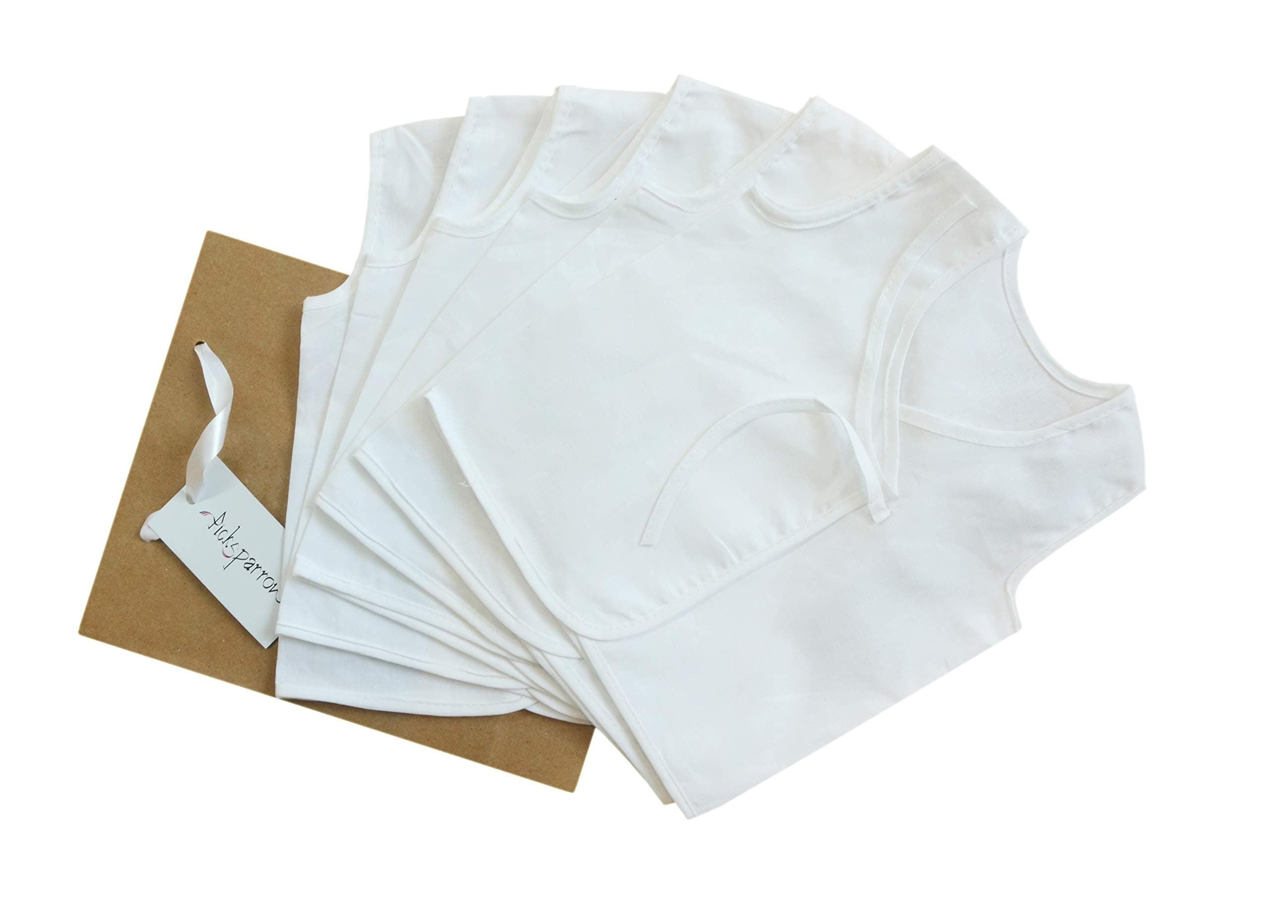 Picksparrow Cotton Unisex Pure Newborn Baby Clothes/Cambric Skinny Fit Jhablas/Sleeveless Tops/Vests/Newborn Essentials (0-1 Months, Pack Of 6, Design - Solid White)