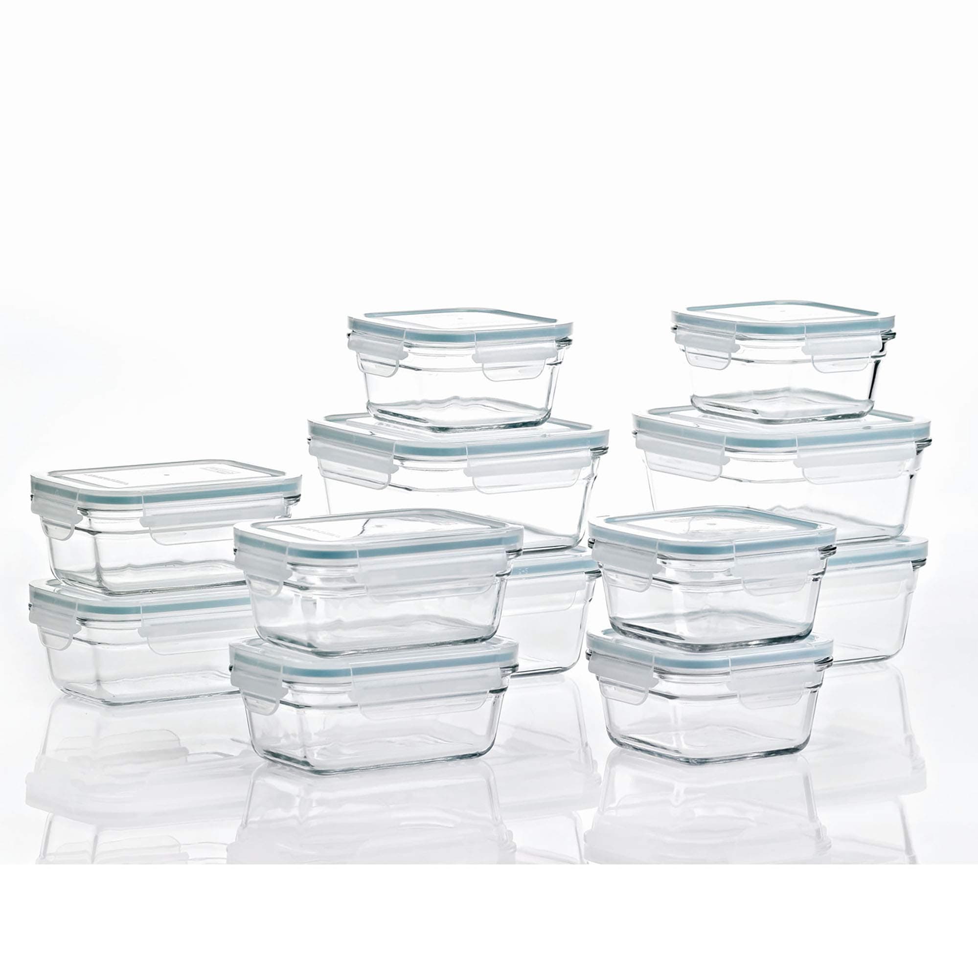 GLASSLOCK Glass Lock 24 Piece Oven Microwave Safe Glass Food Storage Containers Set w/ Lids