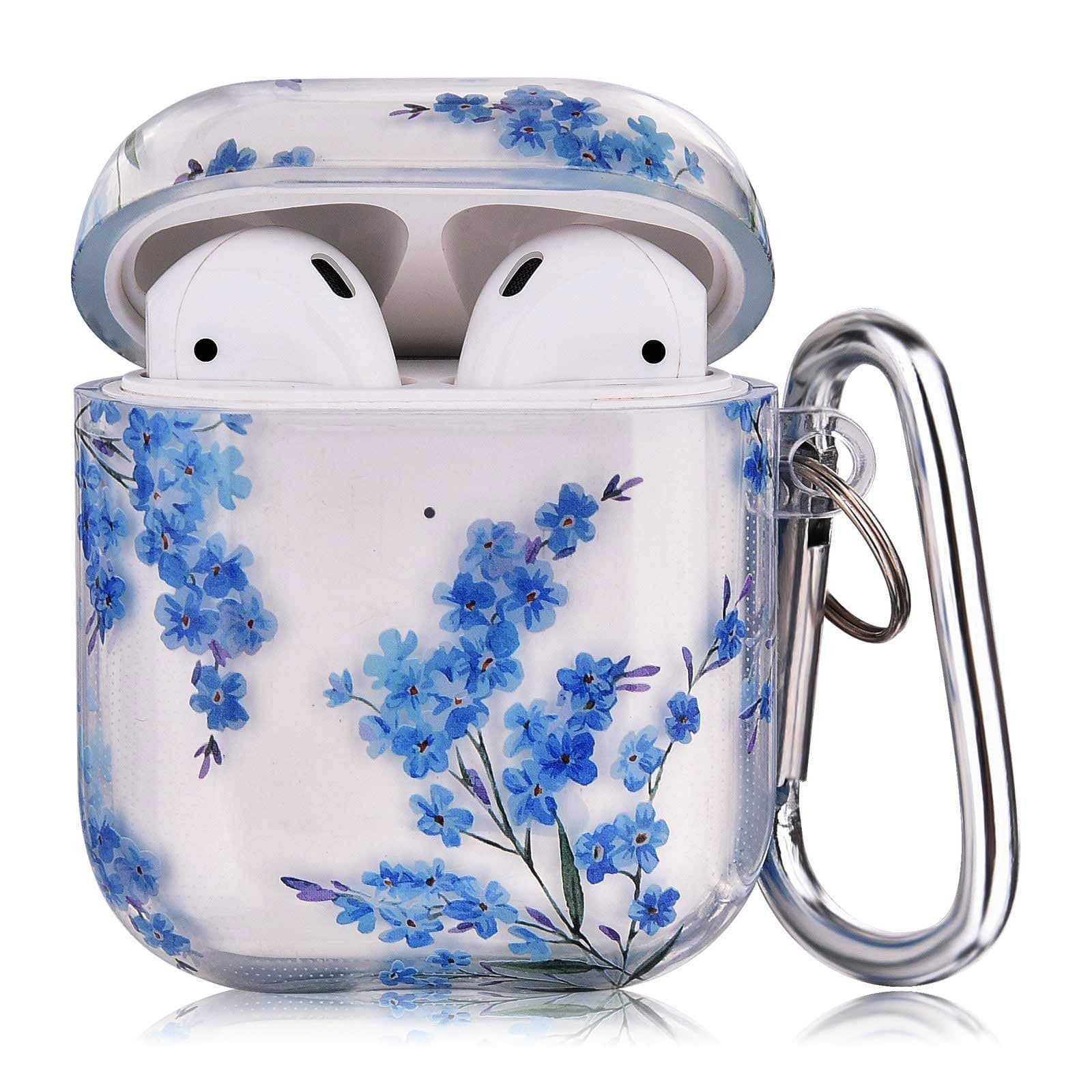 QINGQING Compatible with AirPods Case, Cute Printed Design Airpods Protective Hard Case Cover Portable & Shockproof Women Men with Keychain for Airpods 2/1 Charging Case
