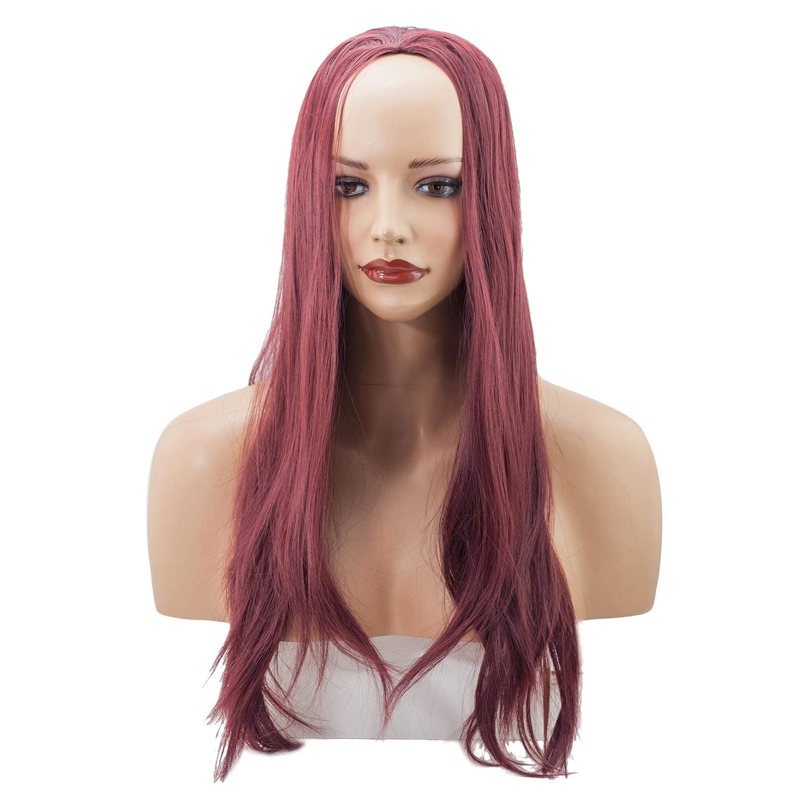 22" Ladies 3/4 WIG Half Fall Clip In Hair Extension STRAIGHT Burgundy