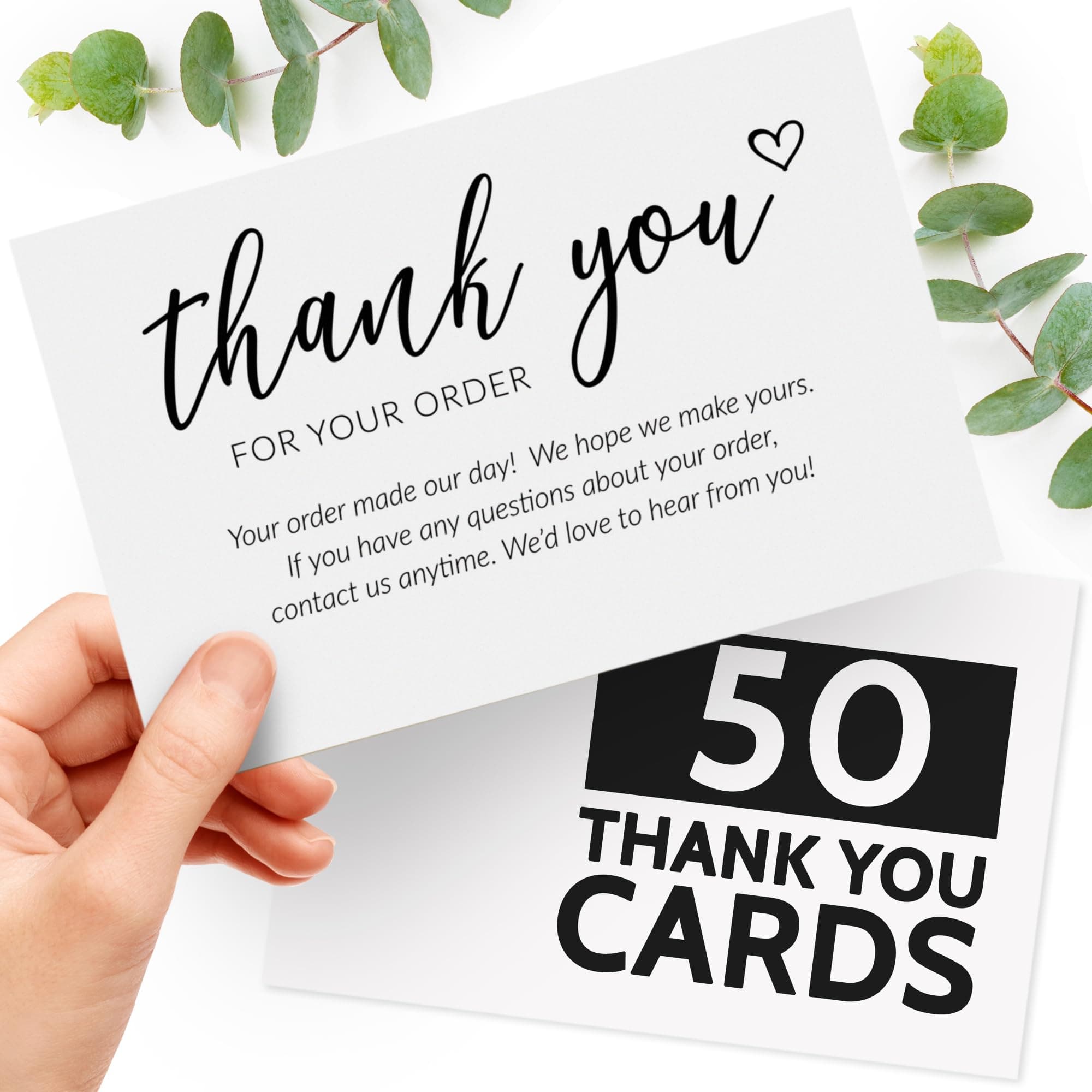 T MARIE 50 Extra Large 4x6 Thank You Cards Small Business Supplies for Boutique Shops - Thanks For Your Order and Thank You For Supporting My Small Business - Black and White Bulk Thank You Postcards