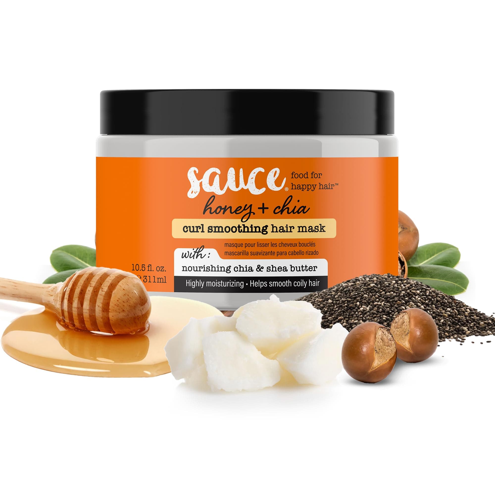 SAUCE BEAUTY Hair Mask, Honey Chia Smoothing Curl Mask for Dry Hair (10.5 Fl Oz) Hydrating, Anti Frizz Softener with Shea Butter, Honey & Chia for Naturally Curly, Wavy & Coily Hair Care