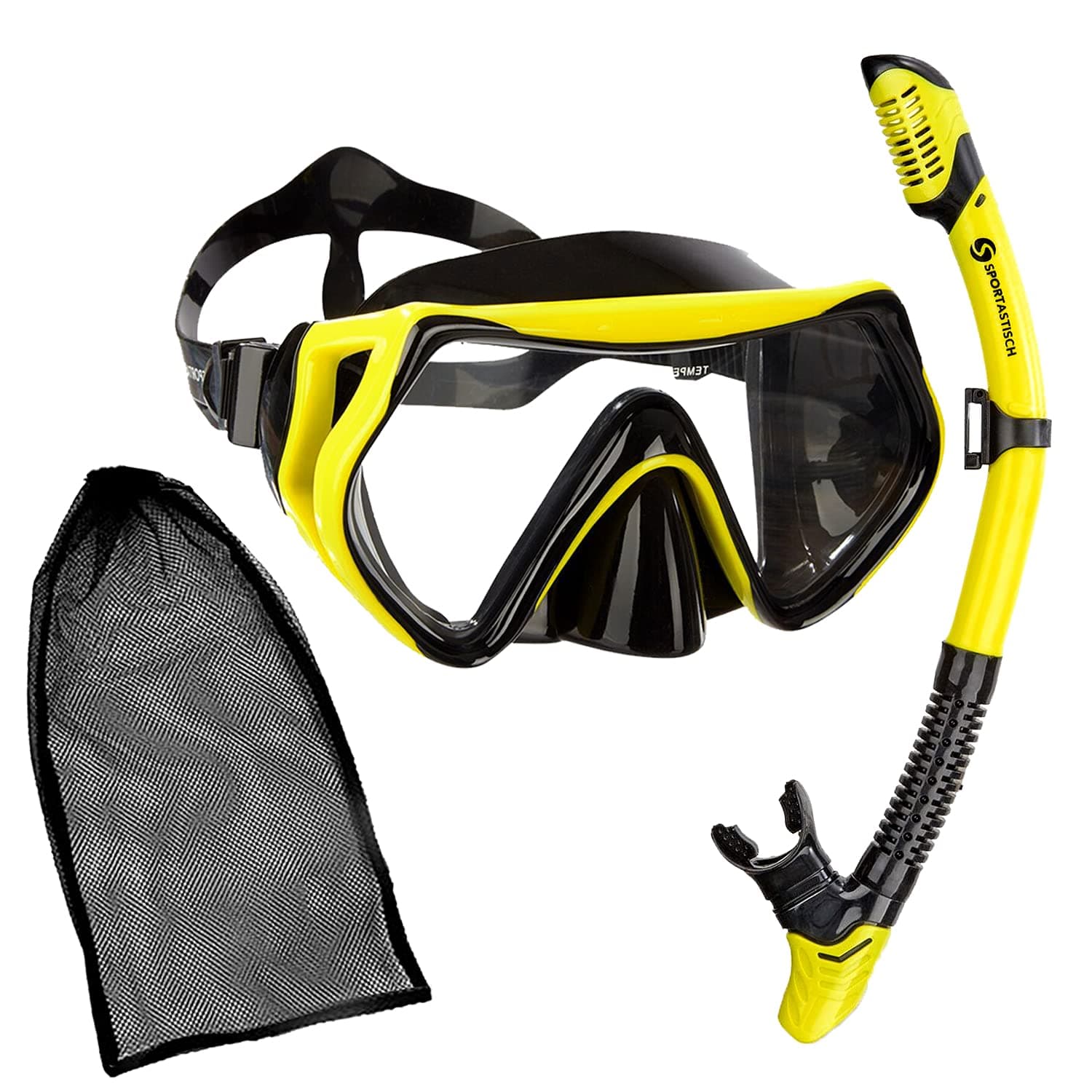 Sportastisch TOP¹ Snorkel set Barracuda | Professional dry snorkel | Anti-leak diving mask with tempered glass and anti-fog | ideal for adults and kids from 10 years | up to 3 years warranty²