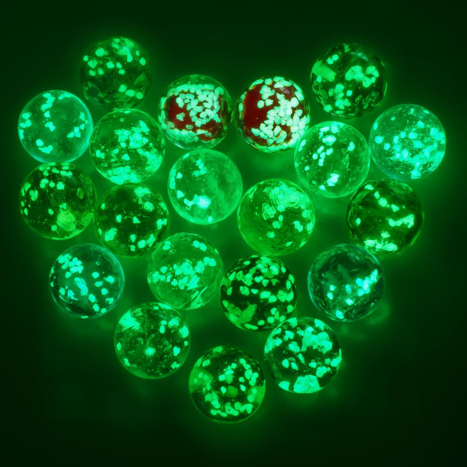 Ainiv 20pcs Glow in the Dark Glass Marbles, 16mm Fluorescent Dotted for Marble Run Games, Children's Accessories, Multicoloured Speckled Home Decoration