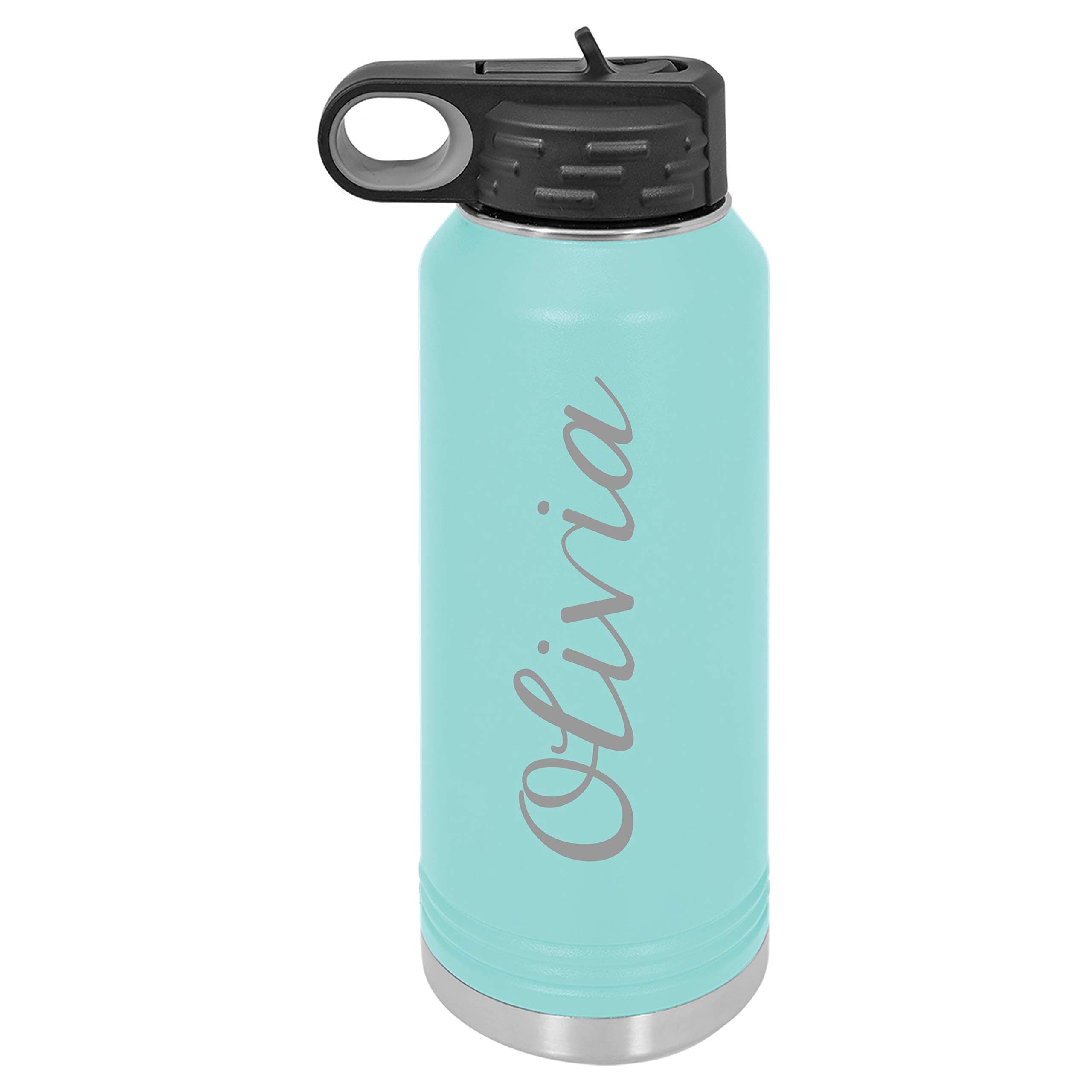 Madi Kay Designs Personalized Water Bottle Custom Laser Engraved, Insulated 18/8 Stainless Steel, Double-Walled, Copper Vacuum Insulated, Choose from 12 Fonts - 32 oz or 40 oz