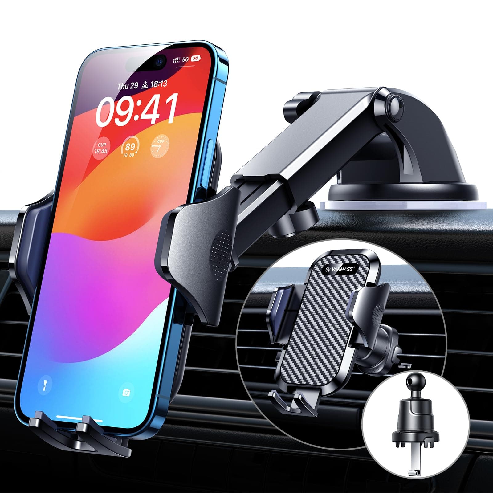 VANMASS Car Phone Holder 2026 Ultimate Military-Grade Phone Holder for Your Car Windshield Dashboard【Newest Best Strongest】 Cell Phone Car Mount for iPhone Samsung Android Speaker Mounts