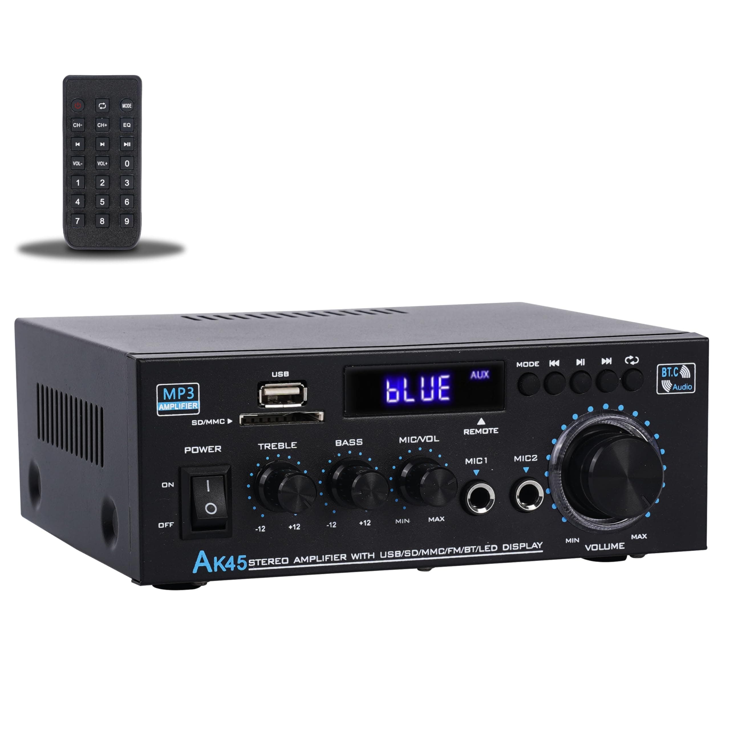 Stereo Audio Amplifier 2026 Upgraded AK45 Bluetooth Receiver for Home Stereo, 400W 2 Channel Wireless Bluetooth 5.0 Power Amplifier System with FM Radio, USB, SD Card, and Remote Control