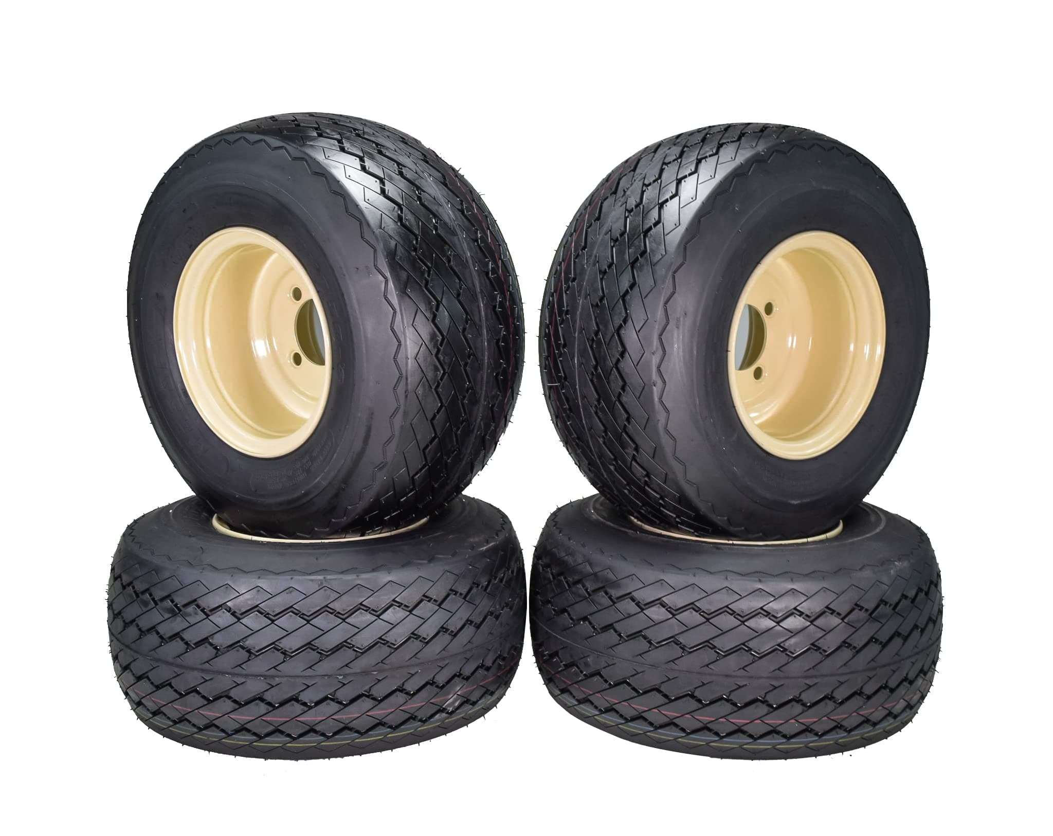 18x8.50-8 OEM Golf Cart Wheels and Golf Cart Tires Combo - Set of 4 (18x8.5-8, Beige)