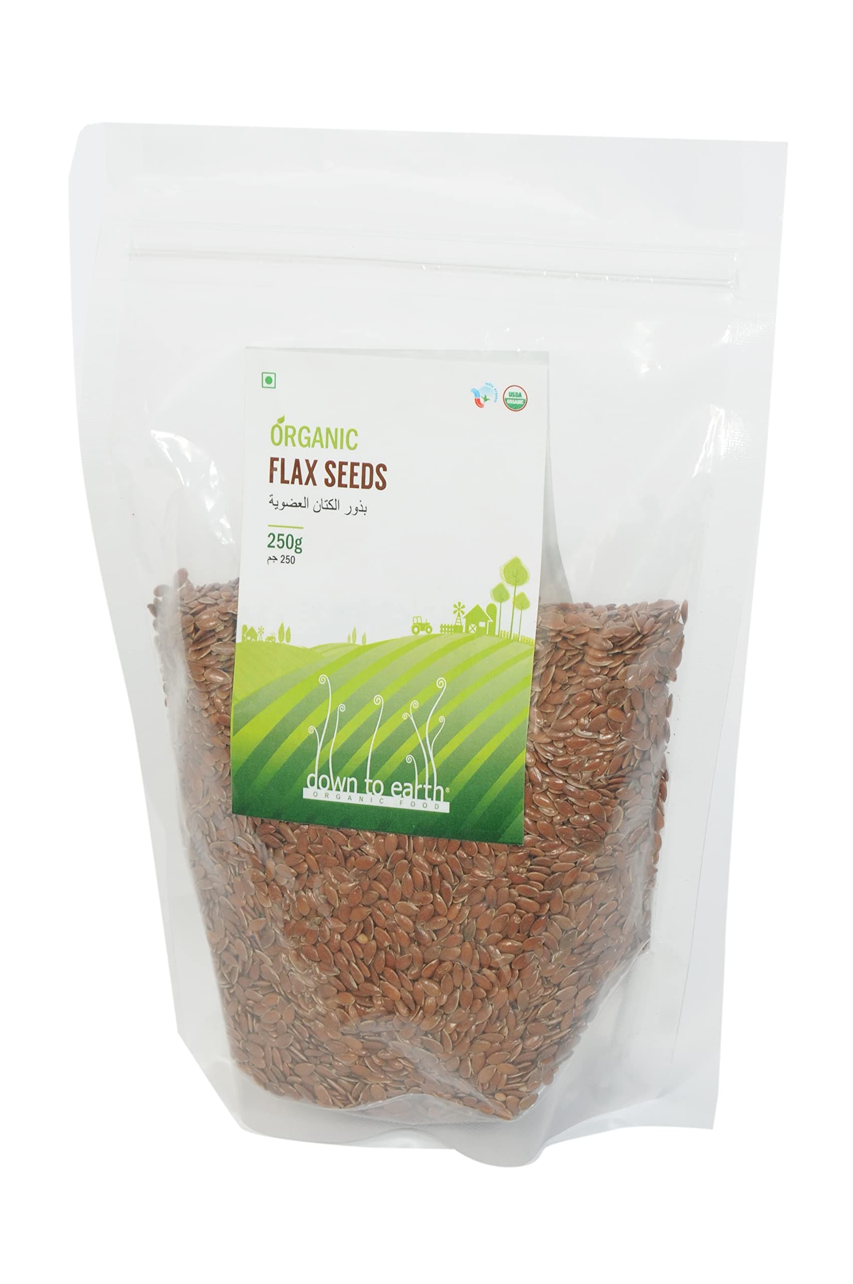 Organic Flax Seeds By Down To Earth, 100% Wholegrain With Omega 3, Flax Seeds For Hairs - 250 gms