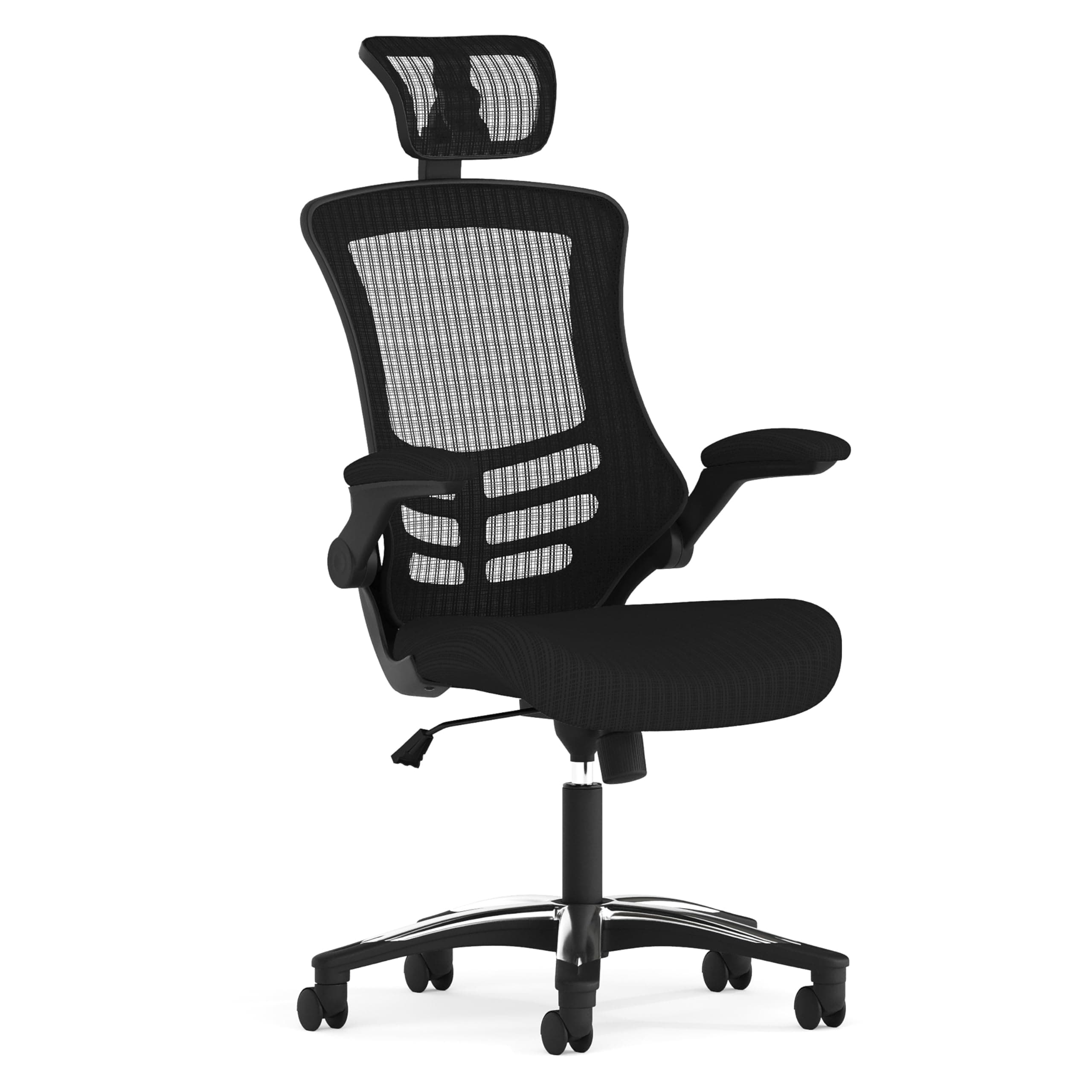 Kelista High-Back Swivel Office Chair with Adjustable Lumbar Support and Seat Height, Ergonomic Mesh Desk Chair, Black