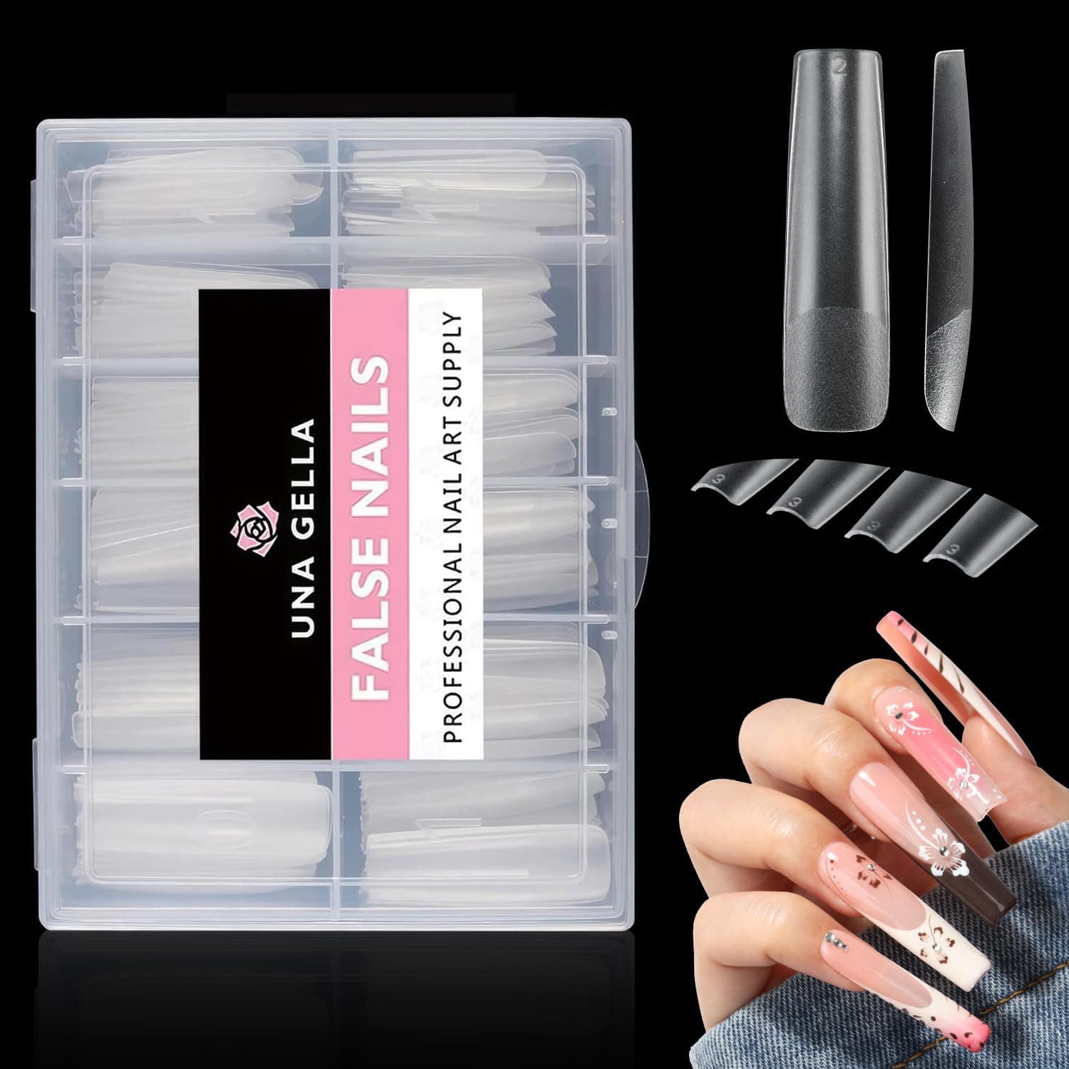 Full Square Gel Fake Nails Pre-file 120pcs Press On Nails XXL No C Curve Extra Long Nail Tips Clear Long Flat Nail Tips Tapered Square Soft Gel Tips