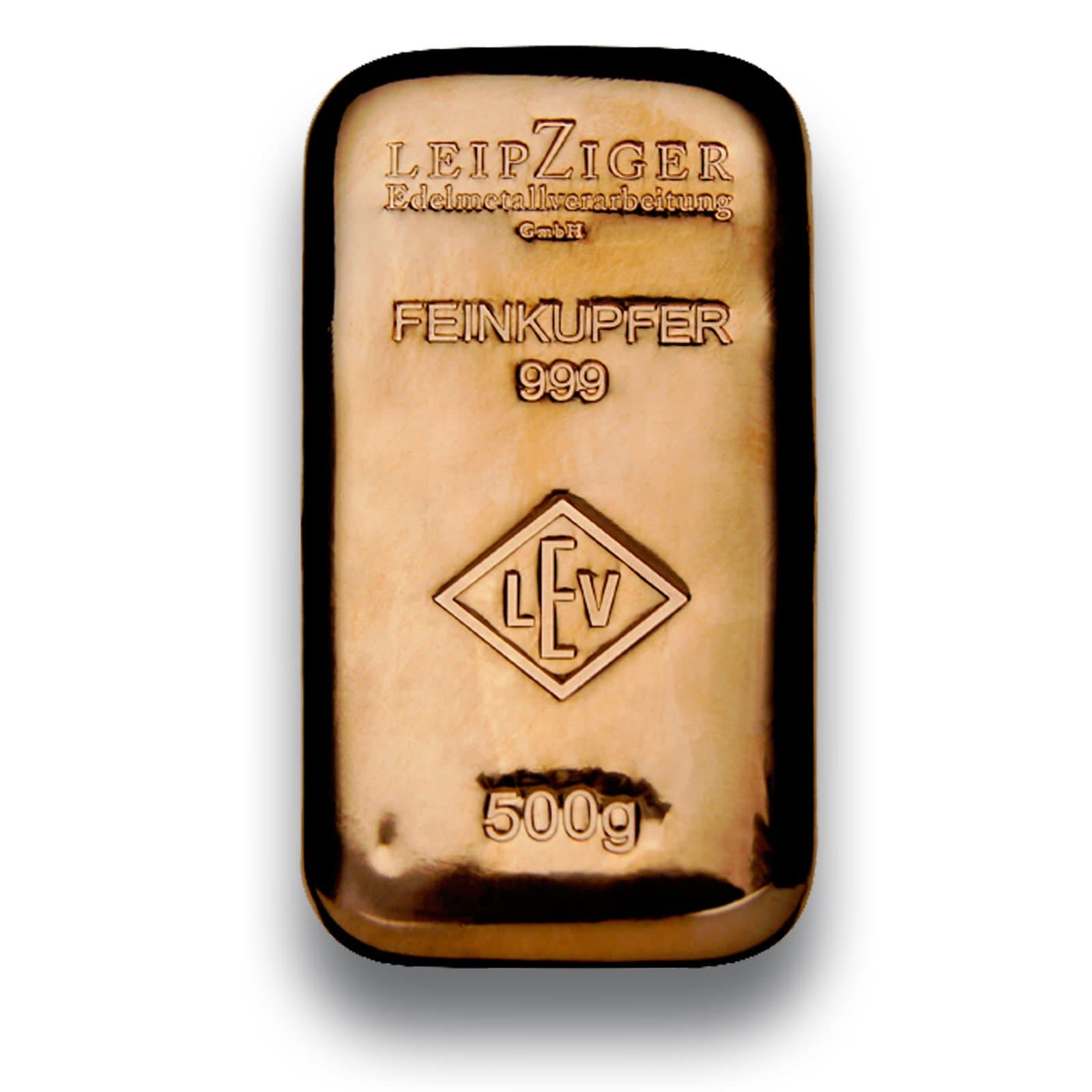 Florsol Copper Bar - 500g - Poured - Leipzig Precious Metals Processing - Copper 999/1000