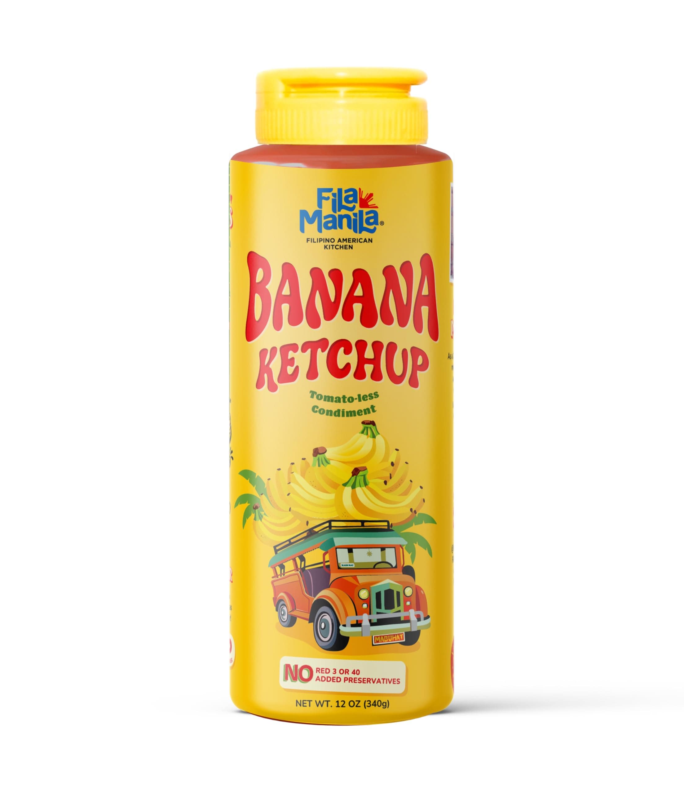 - Fila Manila Banana Ketchup – Filipino Sauce & Condiment – 12 oz jar, Mild, Vegan, No MSG, No Sugar Added, Gluten Free, Dairy Free, Made in the USA, Banana Ketchup, 1 Count (Pack of 1)