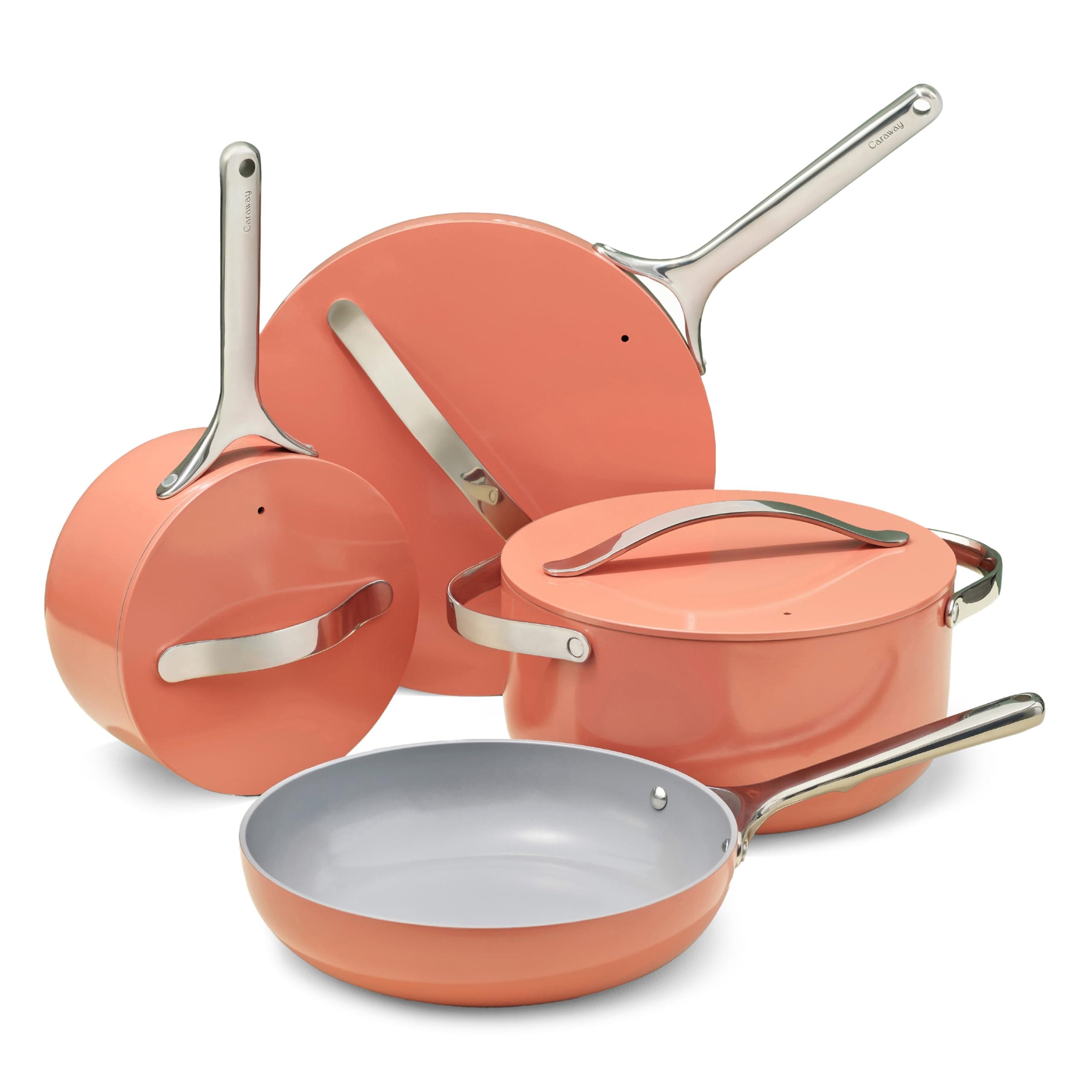 Caraway Non-Stick Ceramic Cookware Set (12 Piece) Pots, Pans, Lids, Kitchen Storage - Oven Safe & All Stovetops - Pellacotta