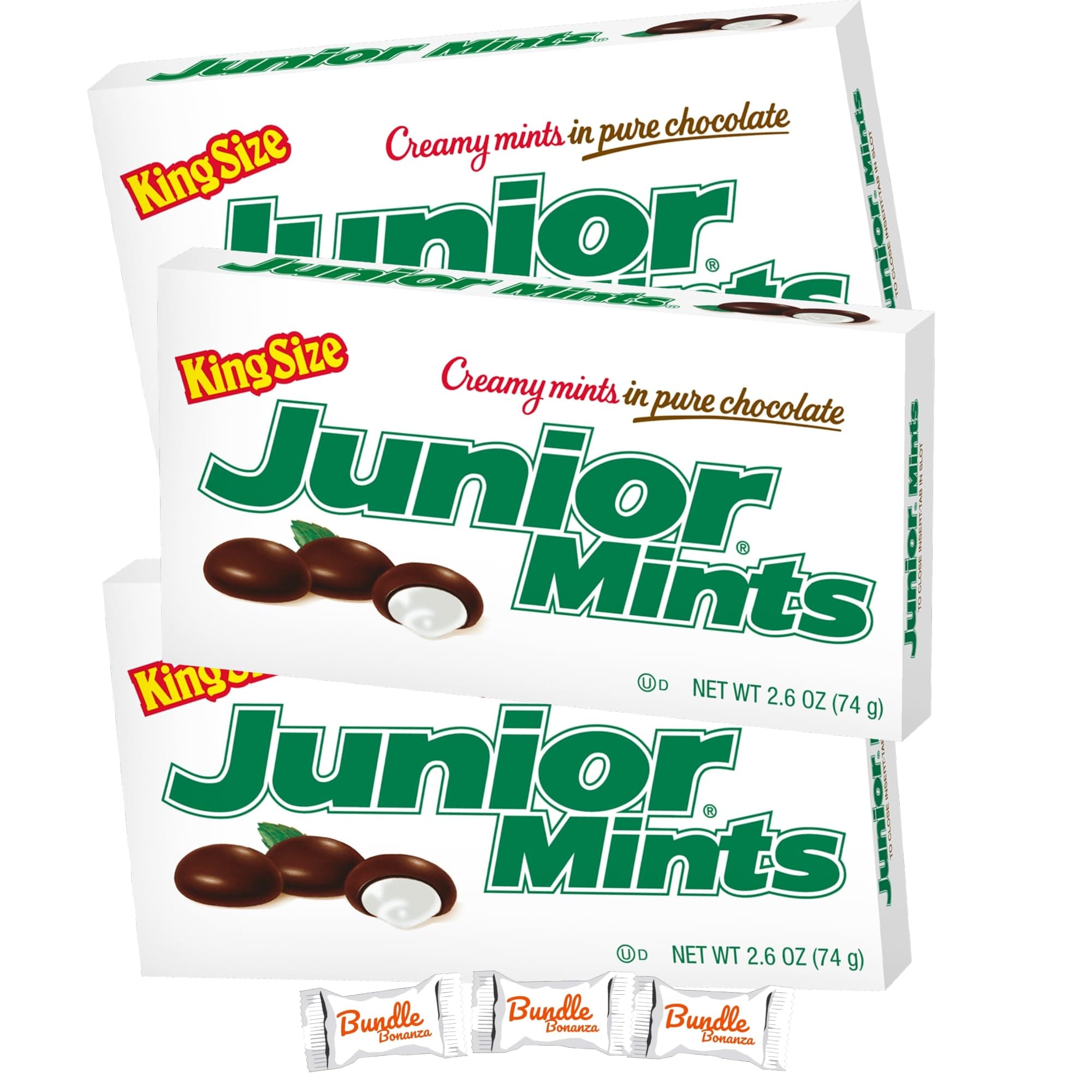 Junior MINTS, Creamy Chocolate Candy, 2.6oz Each (3 Pack) W/Bundle Bonanza Candy