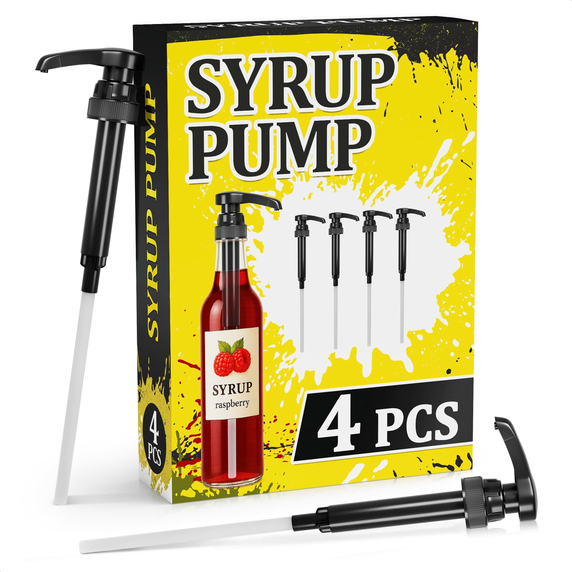 Torani and DaVinci BLACK Syrup Pumps, Fits 25.4 Oz/750Ml Bottles (Pack of 4)