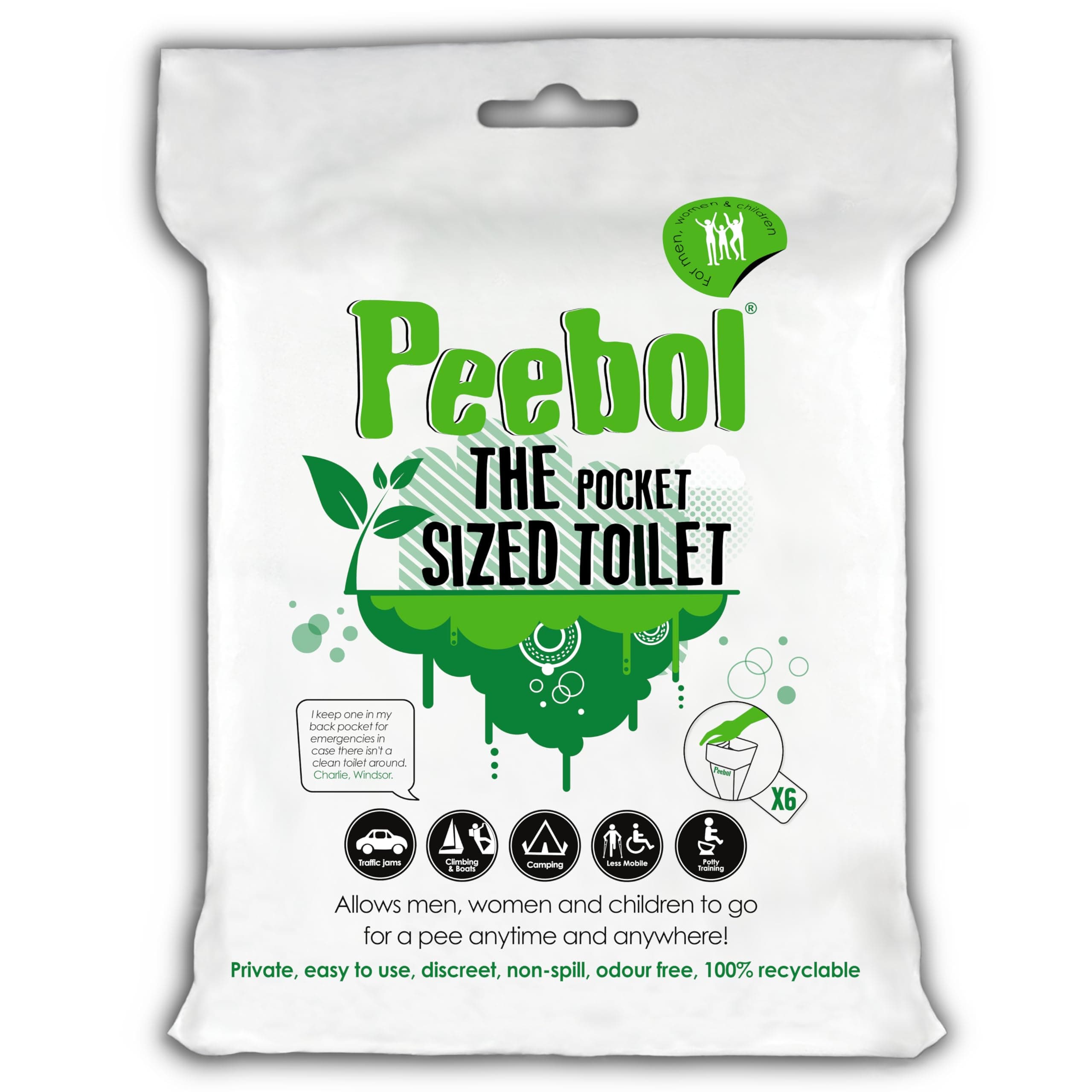 by SHEWEE – The Pocket-Sized Toilet – Rapidly Turns 1L of Urine into an Odourless & Solid Gel. Made in the UK, Disposable Urinal Bag for Everyone. Festival, Camping, Car & Travelling Essentials