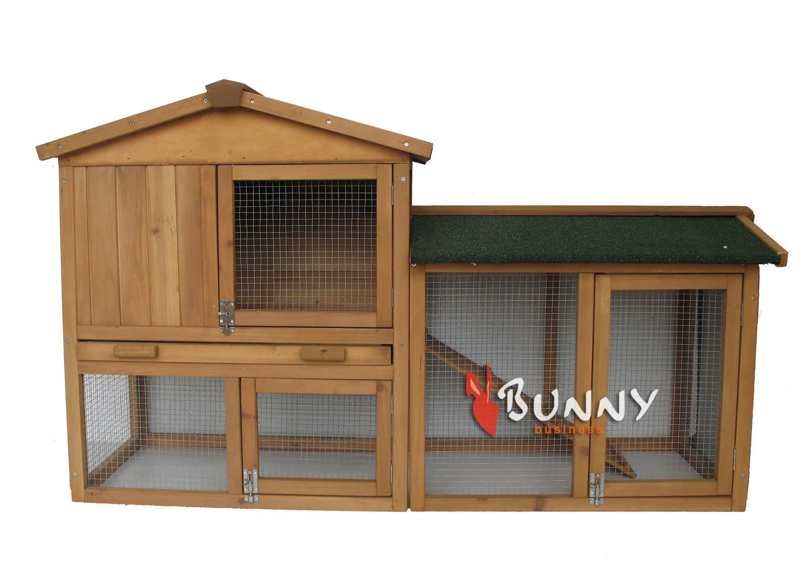 BUNNY BUSINESS The Grove Double Decker Rabbit/ Guinea Pig Hutch and Run, Brown