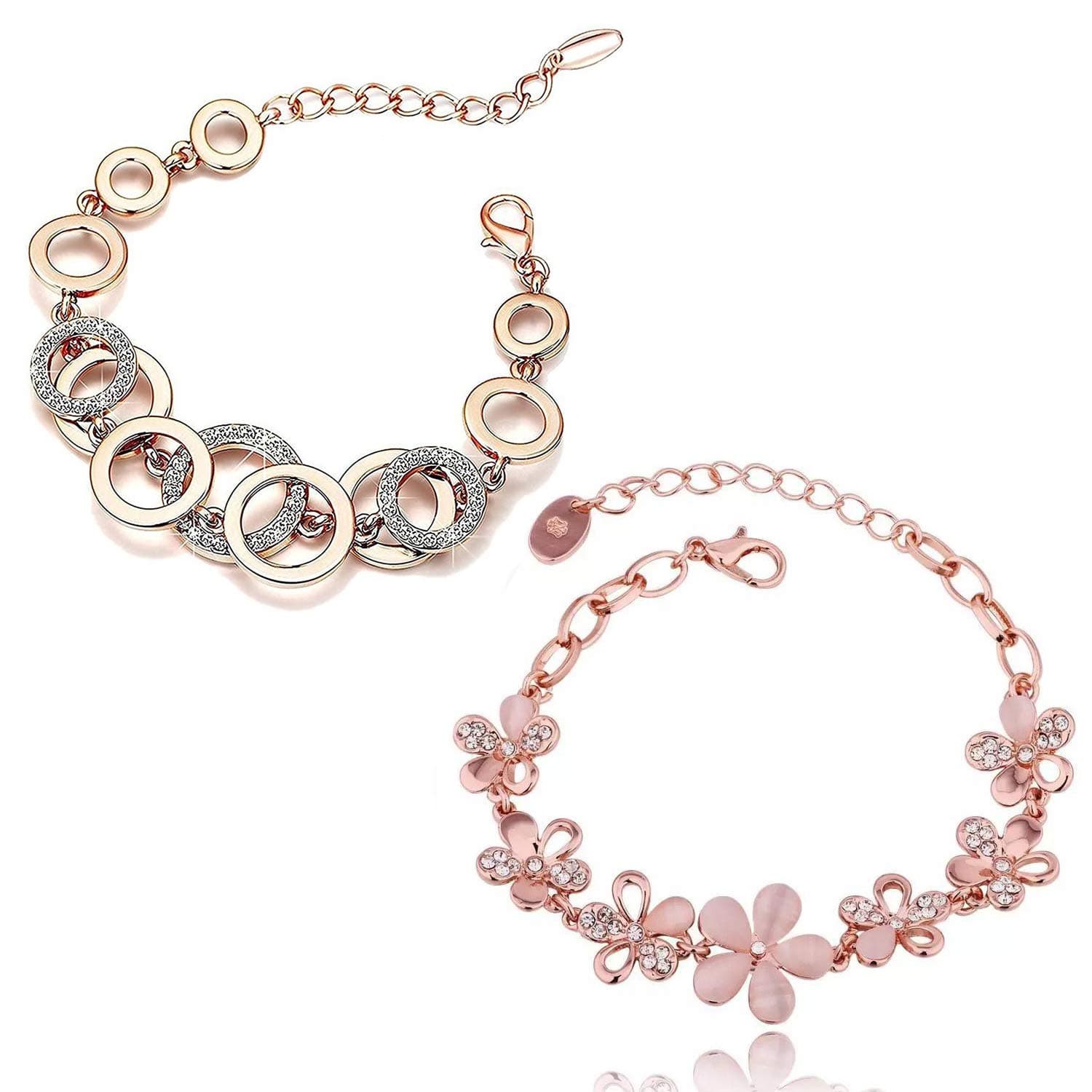 Latest Stylish Gold Plated Combo of 2 Bracelet for Women and Girls (Rose Gold) (cmb285_8306b_9556b)