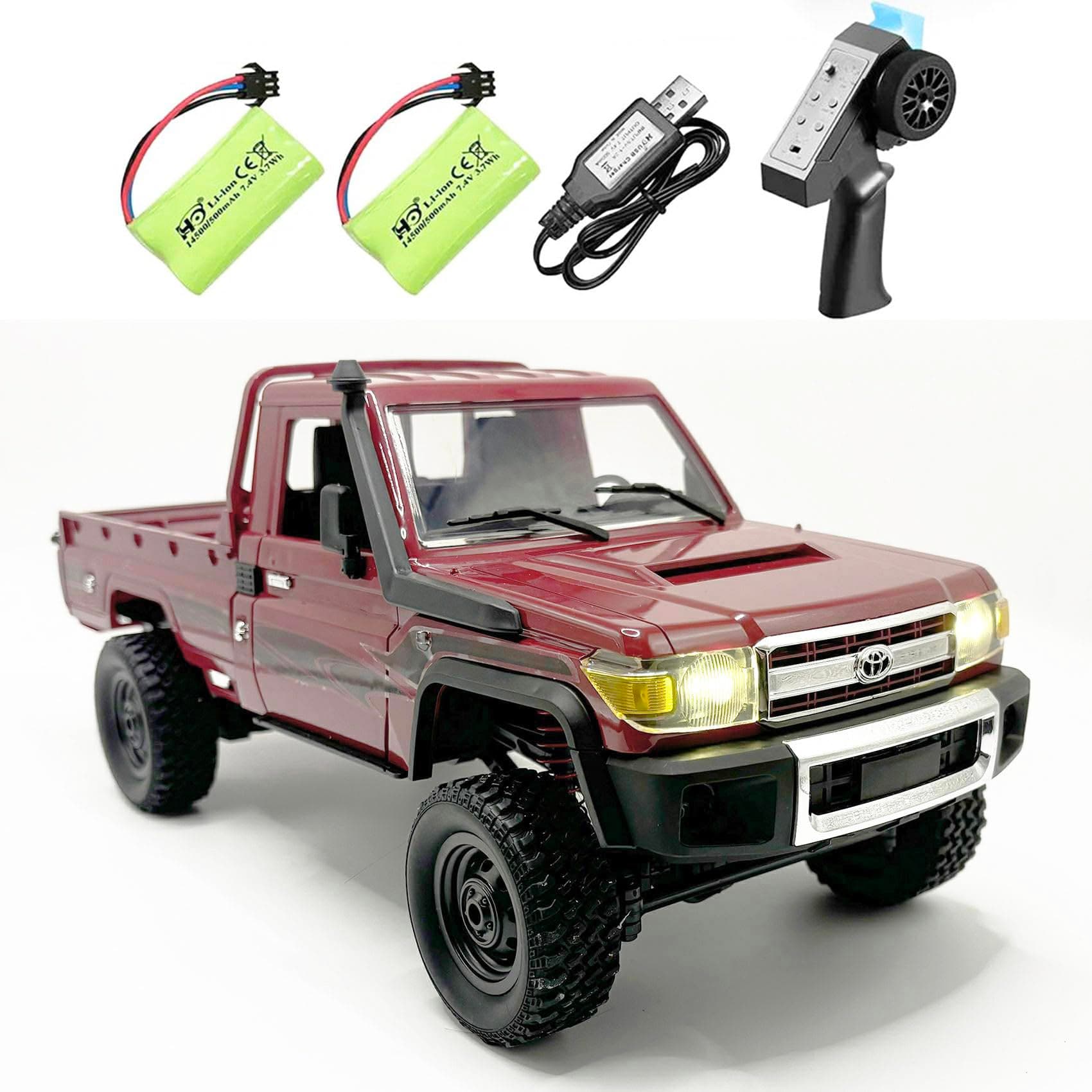 RC Rock Crawler 4x4 Remote Control Truck 1/12 RC Crawler Toyota Land Cruiser MN82 Off Road Pickup RTR All Terrain Car Full Proportional 2.4GHz 280 Motor Upgrade Chassis 2 Batteries Adult