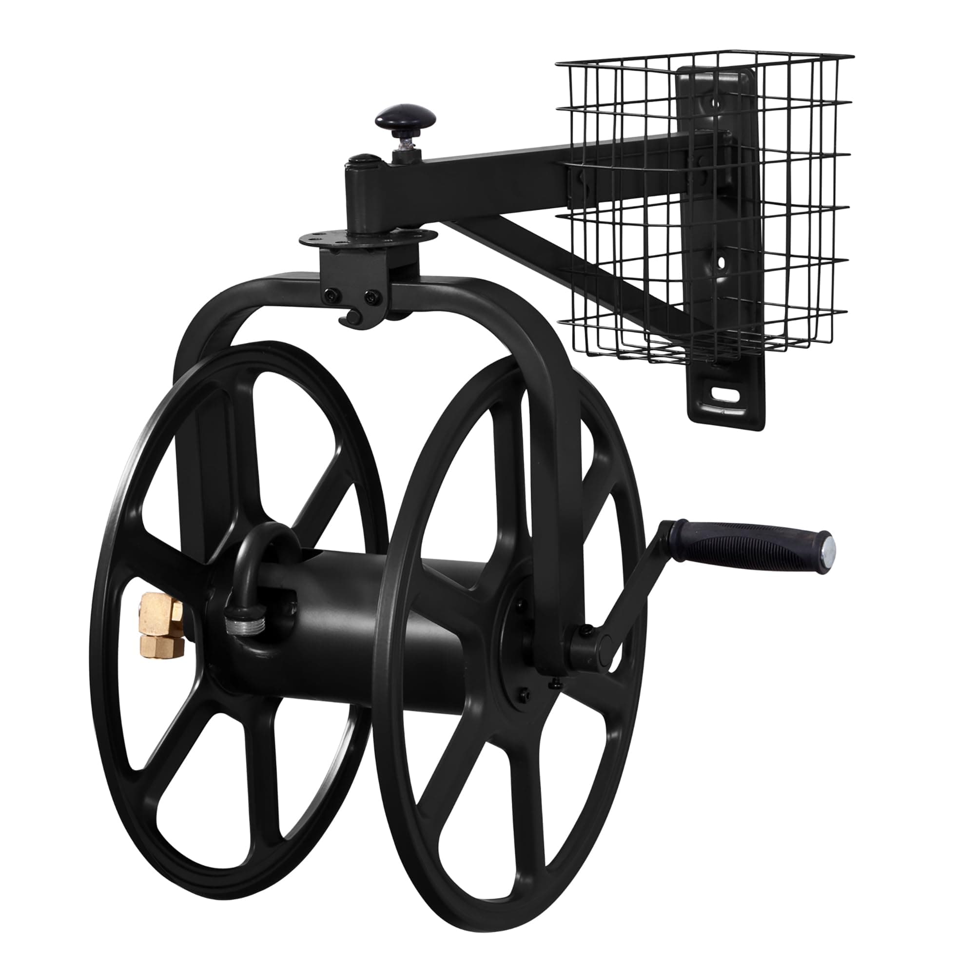 712-B Single Arm Navigator Multi-Directional Garden Hose Reel, Holds 125-Feet of, 5/8-Inch, Black