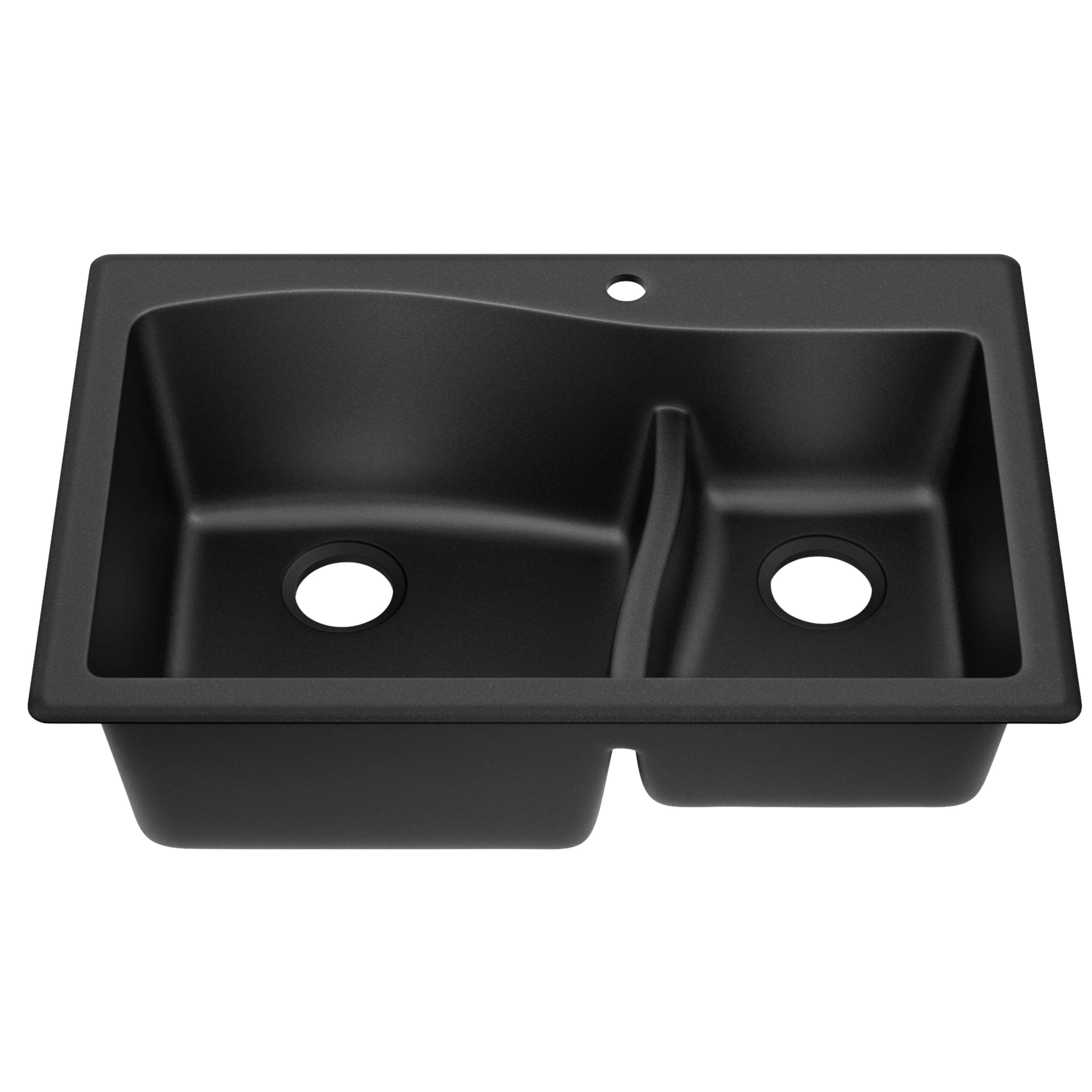 Quarza Kitchen Sink | 33-Inch 60/40 Bowls | Black Granite | KGD-442 Model