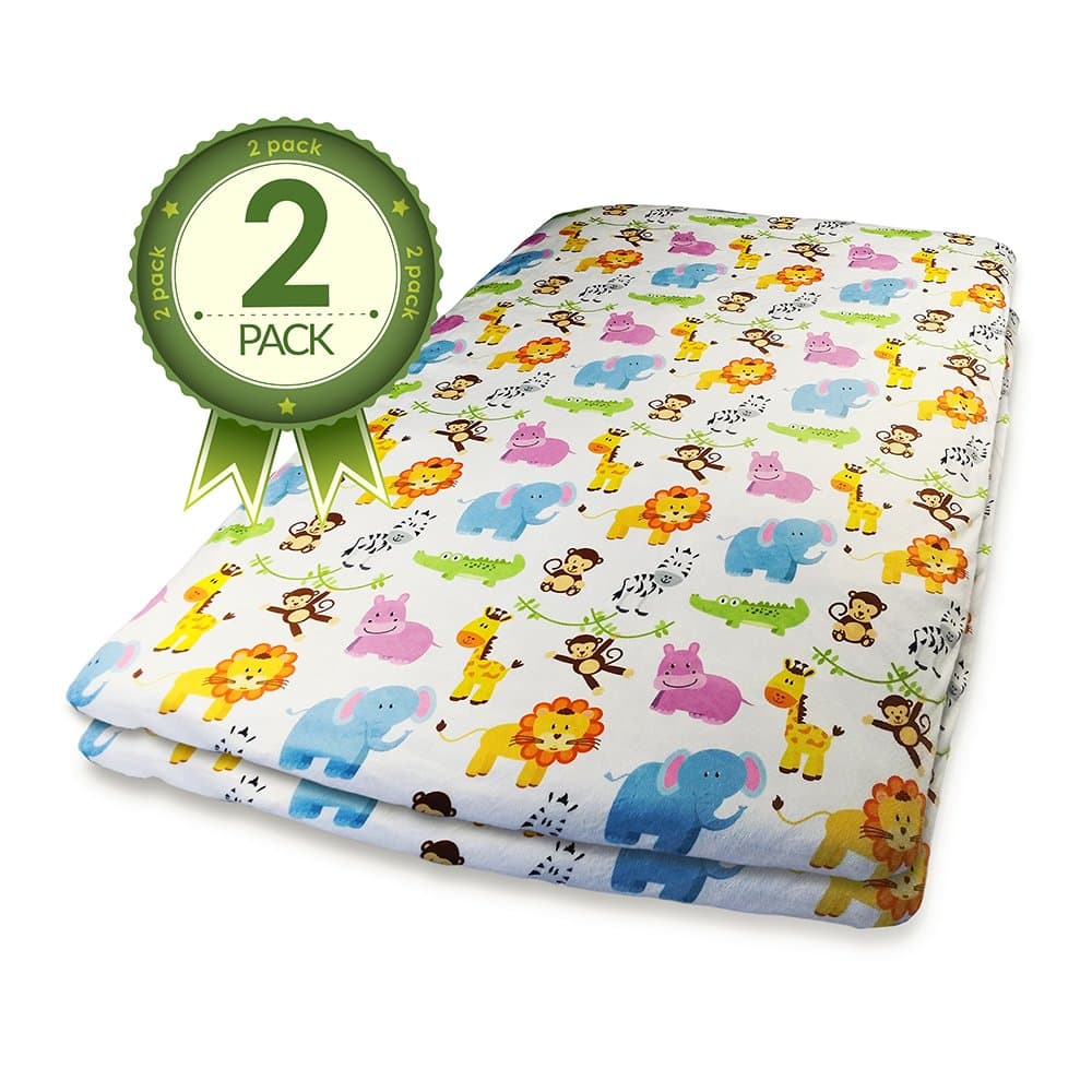 Pack N Play Fitted Crib Sheets 2 Pk Jungle Animal Print