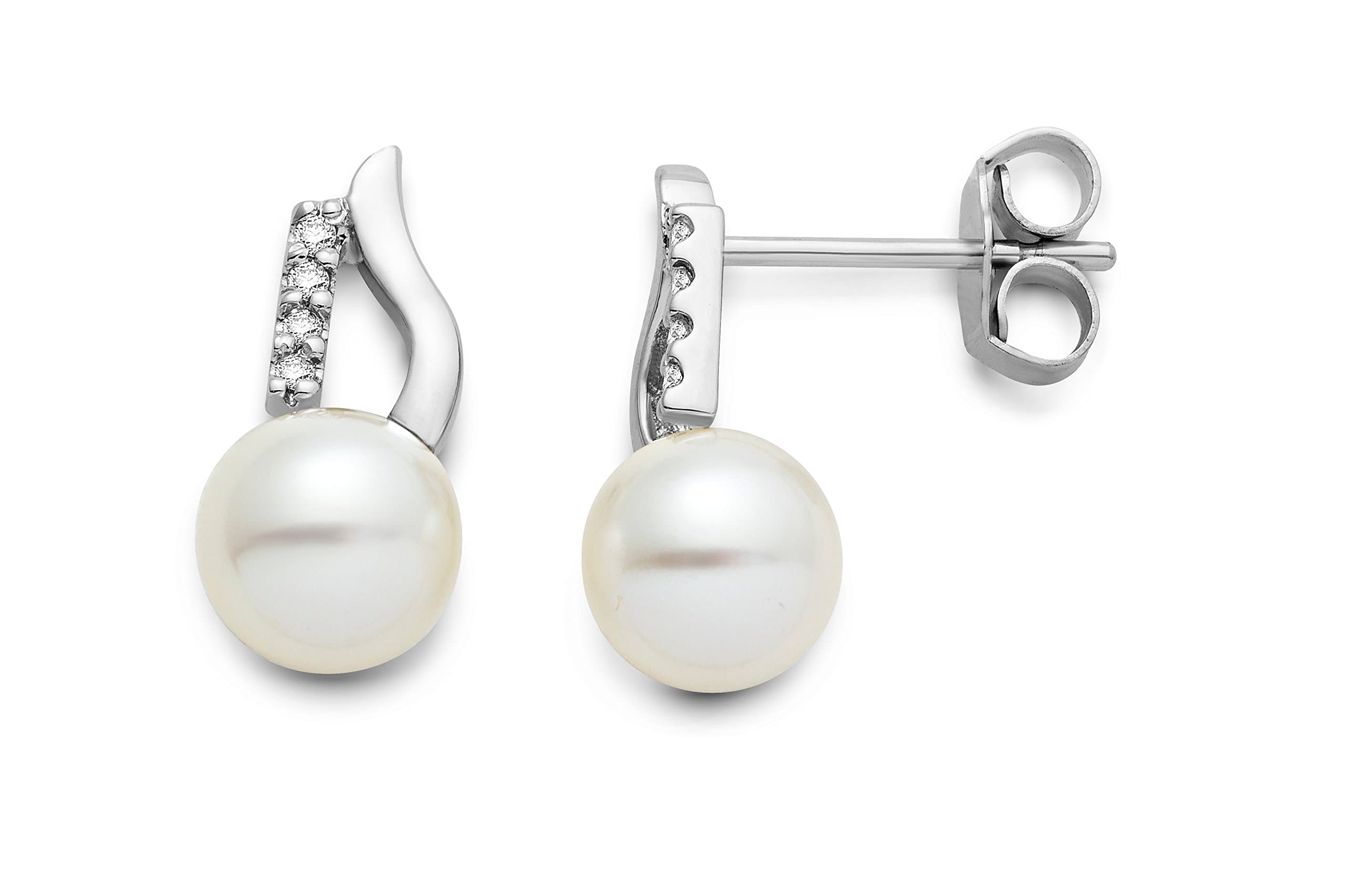 Miore women's 18ct White Diamond and Freshwater Pearl Stud Earrings MG8024E