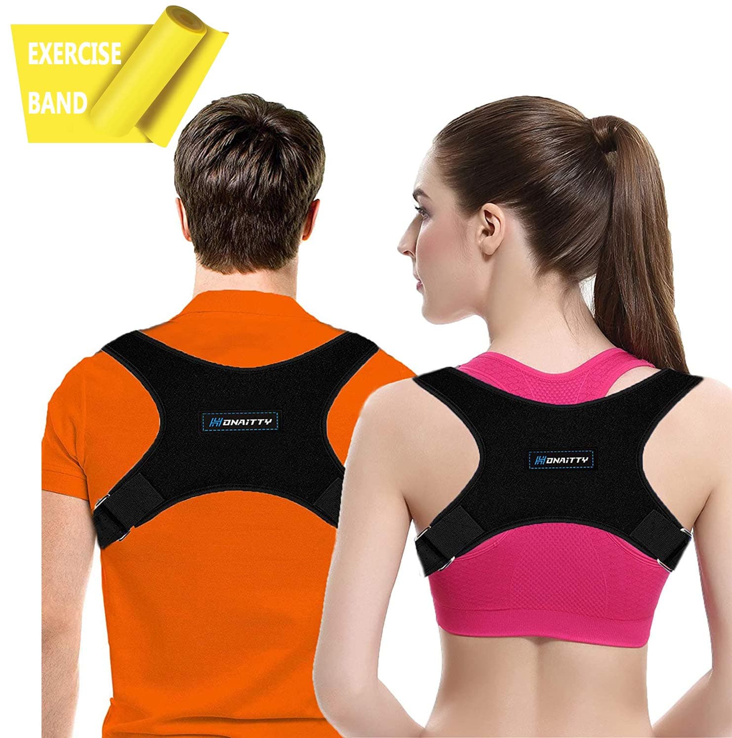 Posture Corrector for Women Men - Posture Brace - Adjustable Back Straightener Upper Back Brace for Posture Support Back Posture Effective for Neck Shoulder Pain Relief Posture Trainer Resistance Band