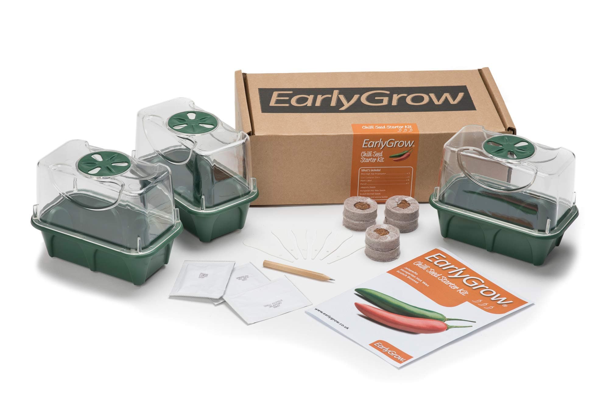EarlyGrow MPL50130/CHI Chilli Seed Starter Kit Grow Your Own Jalapeno, Hungarian Hot Wax and Scotch Bonnet Chilli Peppers
