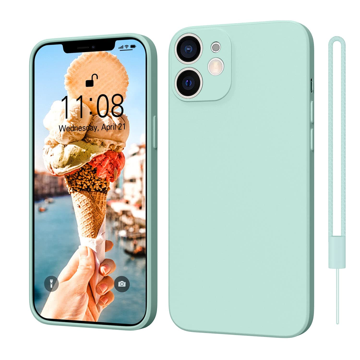 ORDA Protective Silicone Case for iPhone 12 Mini - Slim Soft Gel Scratch-Proof Case for iPhone 12 Mini 5.4 inch - Mint Green