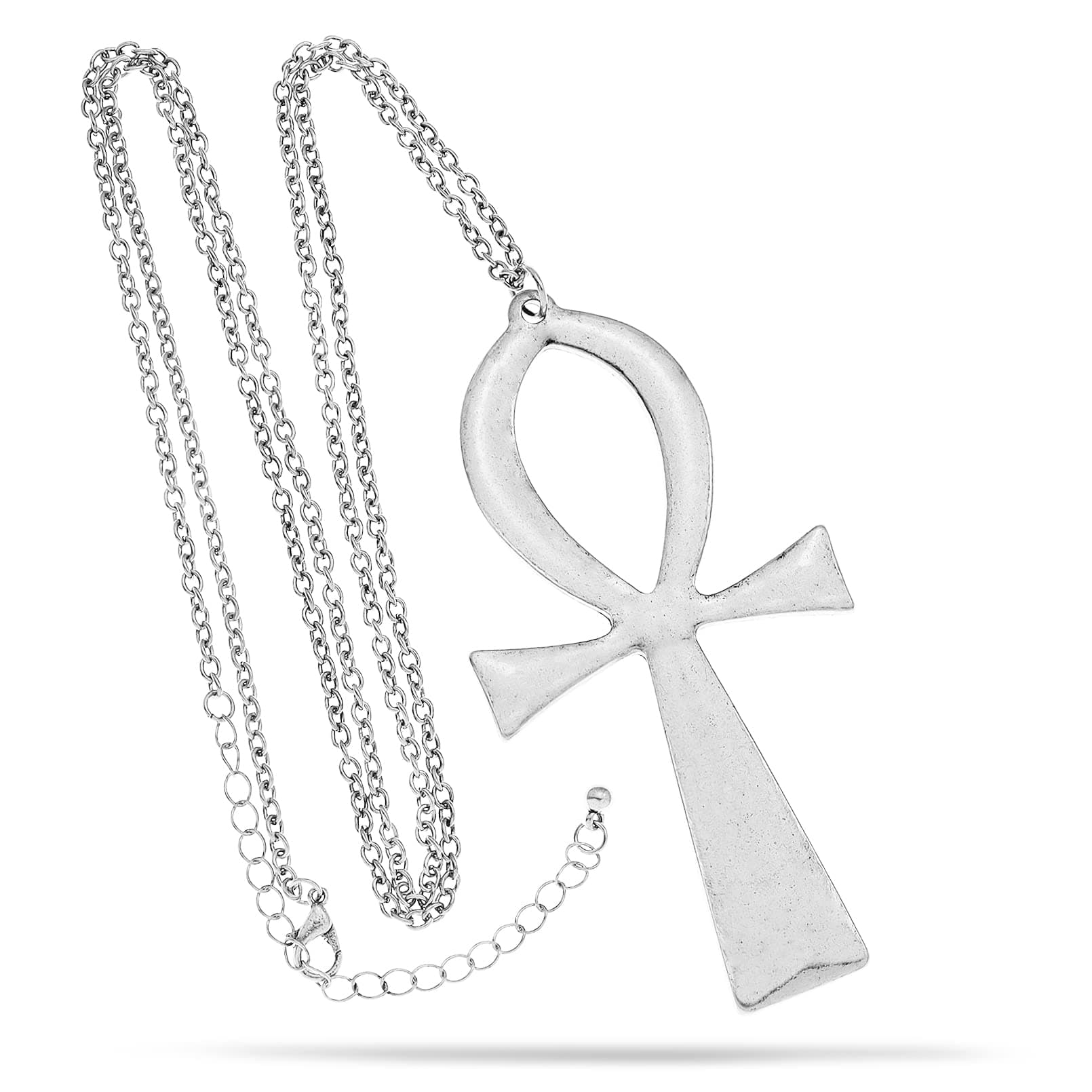 Vintage Ancient Egyptian Cleopatra Coptic Symbol of Life Big Ankh Cross Pendant Long Chain Gothic Necklace,34"