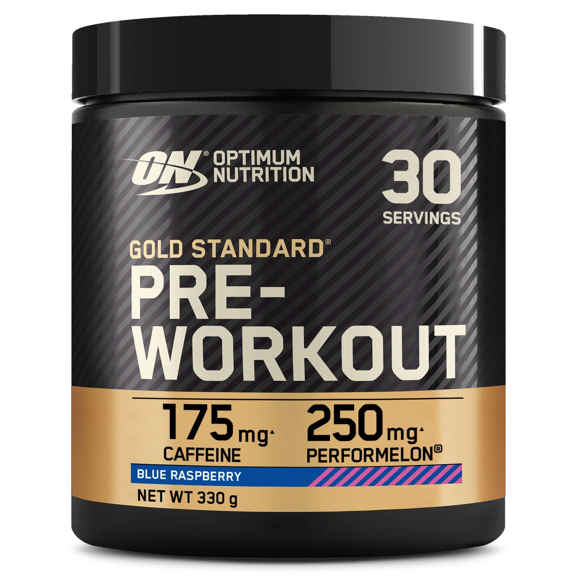 Gold Standard Pre Workout Powder, Energy Drink with Creatine Monohydrate, Beta Alanine, Caffeine and Vitamin B Complex, Food Supplement, Blue Raspberry Flavour, 30 Servings, 330 g