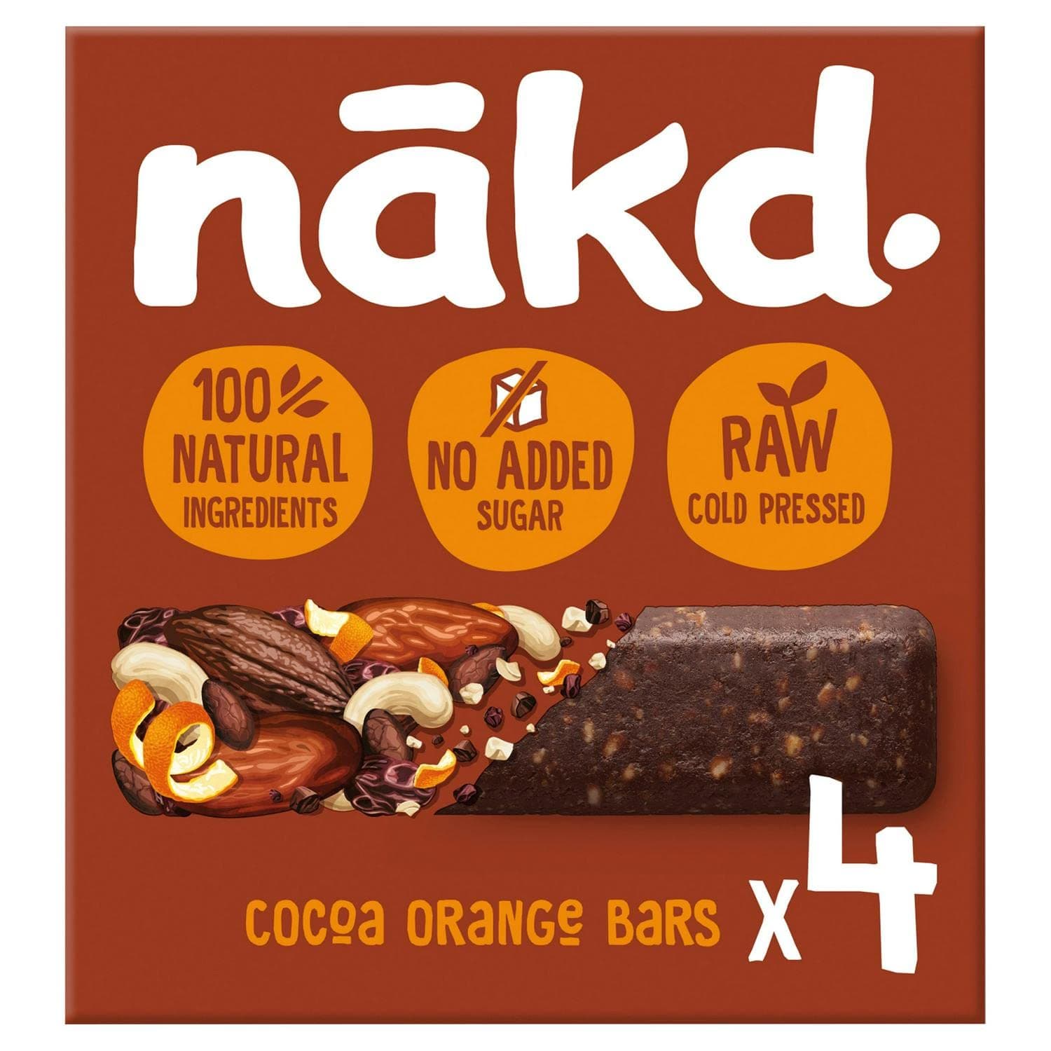 Cocoa Orange Fruit and Nut Bar Pack of 4, 140g