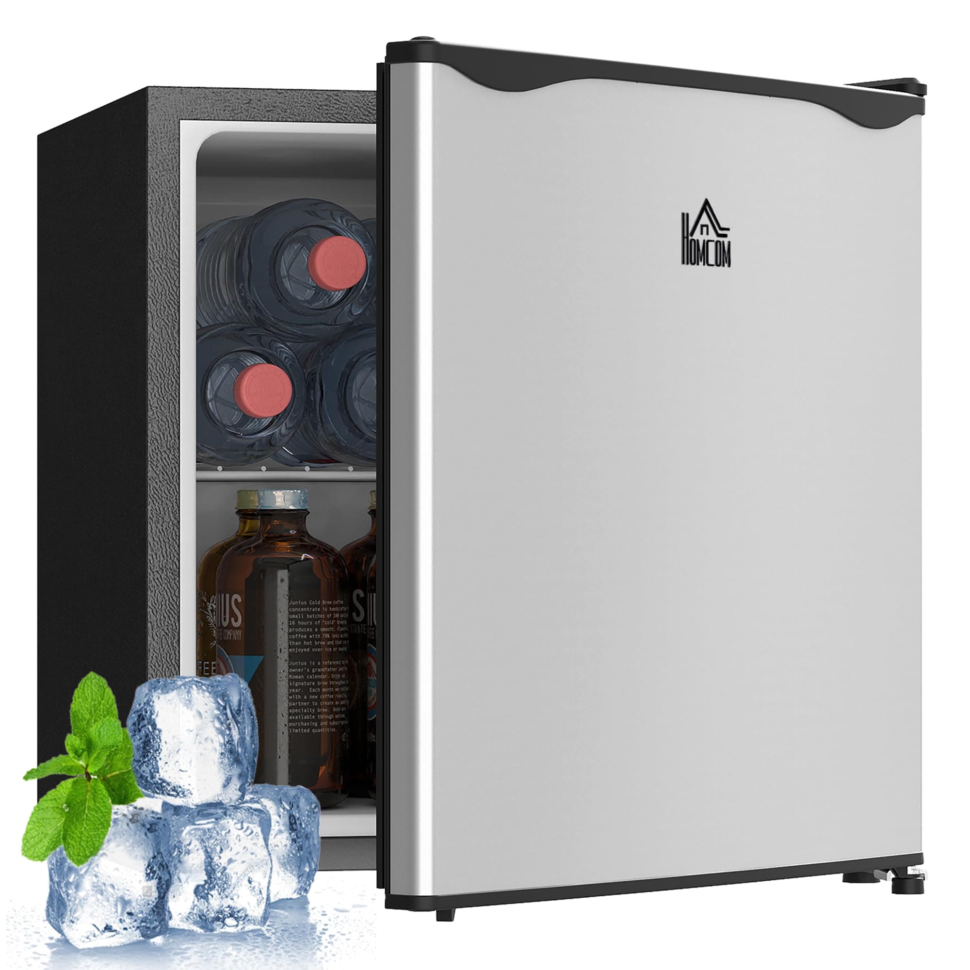 HOMCOM Mini Freezer Countertop, 1.1 Cu.Ft Compact Upright Freezer with Removable Shelves, Reversible Door for Home, Dorm, Apartment and Office, Silver