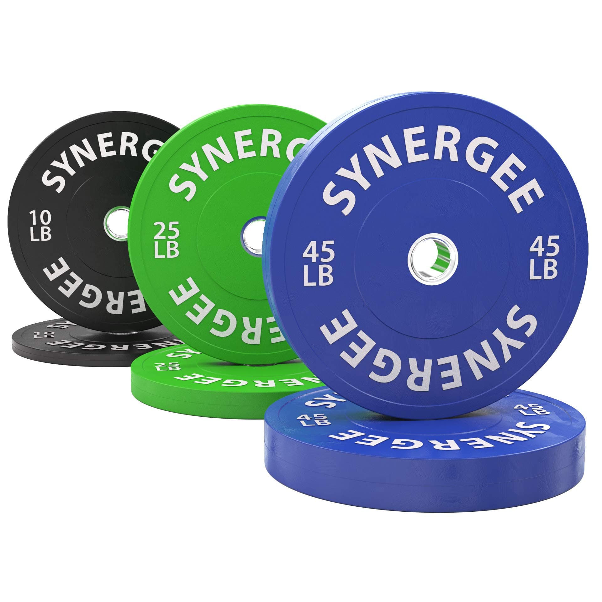 Synergee Color Bumper Plates Weight Plates Strength Conditioning Workouts Weightlifting 160lb Set