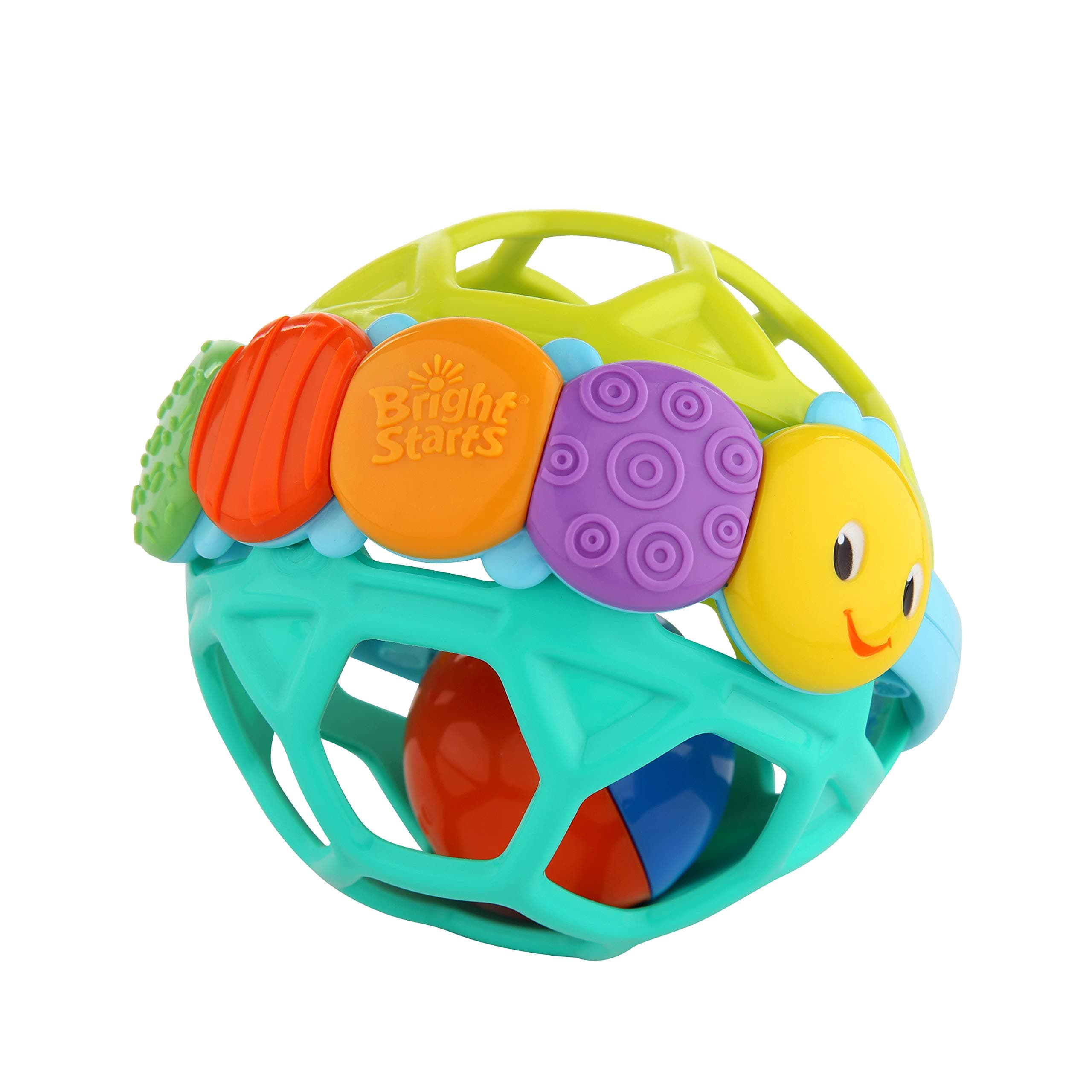 Bright Starts Flexi Ball Caterpillar Easy-Grasp Rattle Toy, Newborn and up