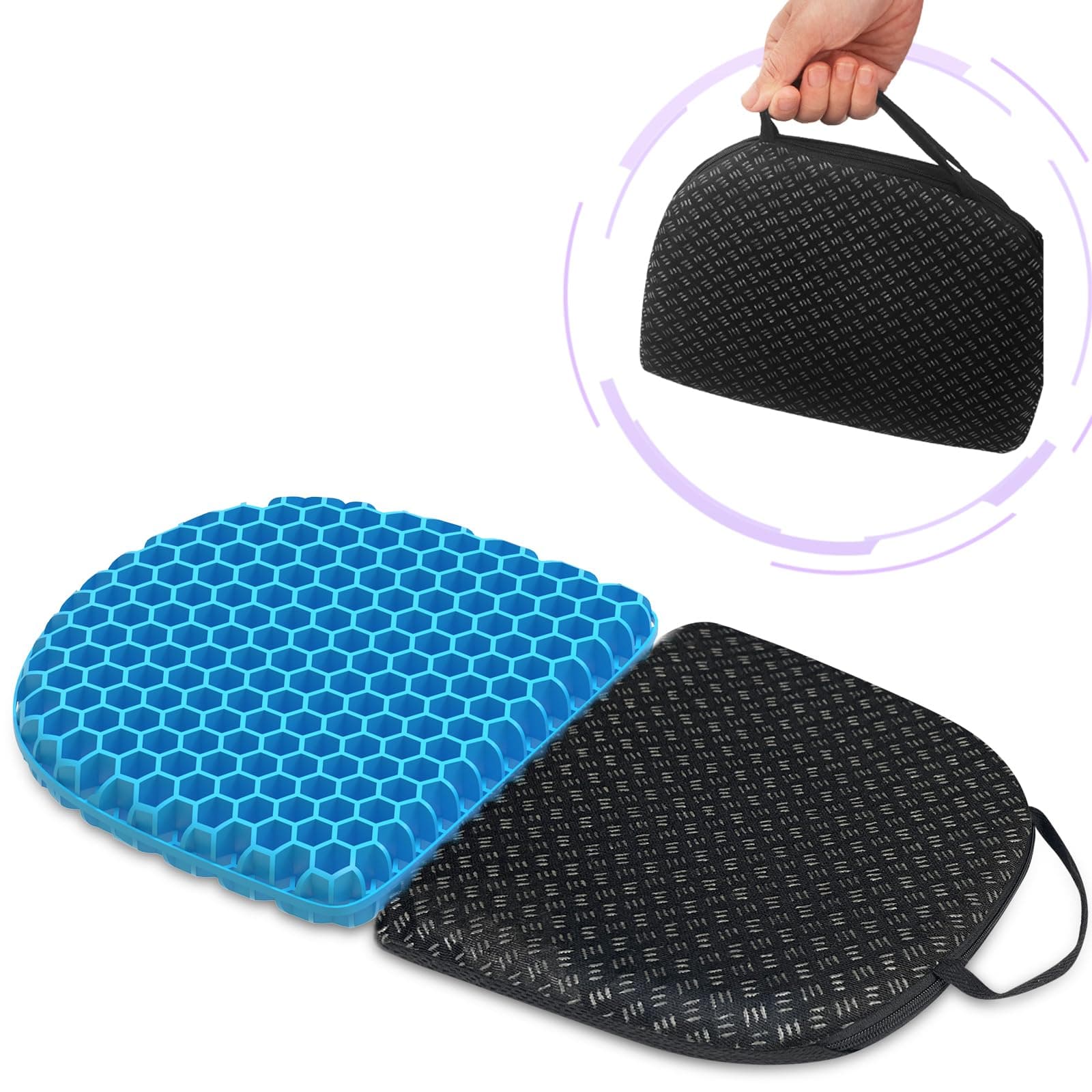 Small Foldable Seat Cushion 0.9-Inch Thick, 14 x 9.6 Inches Portable Cooling Gel Seat Cushion for Pressure Relief, Light Seat Cushion for Travel seat Cushion, Foldable for Easier Storage